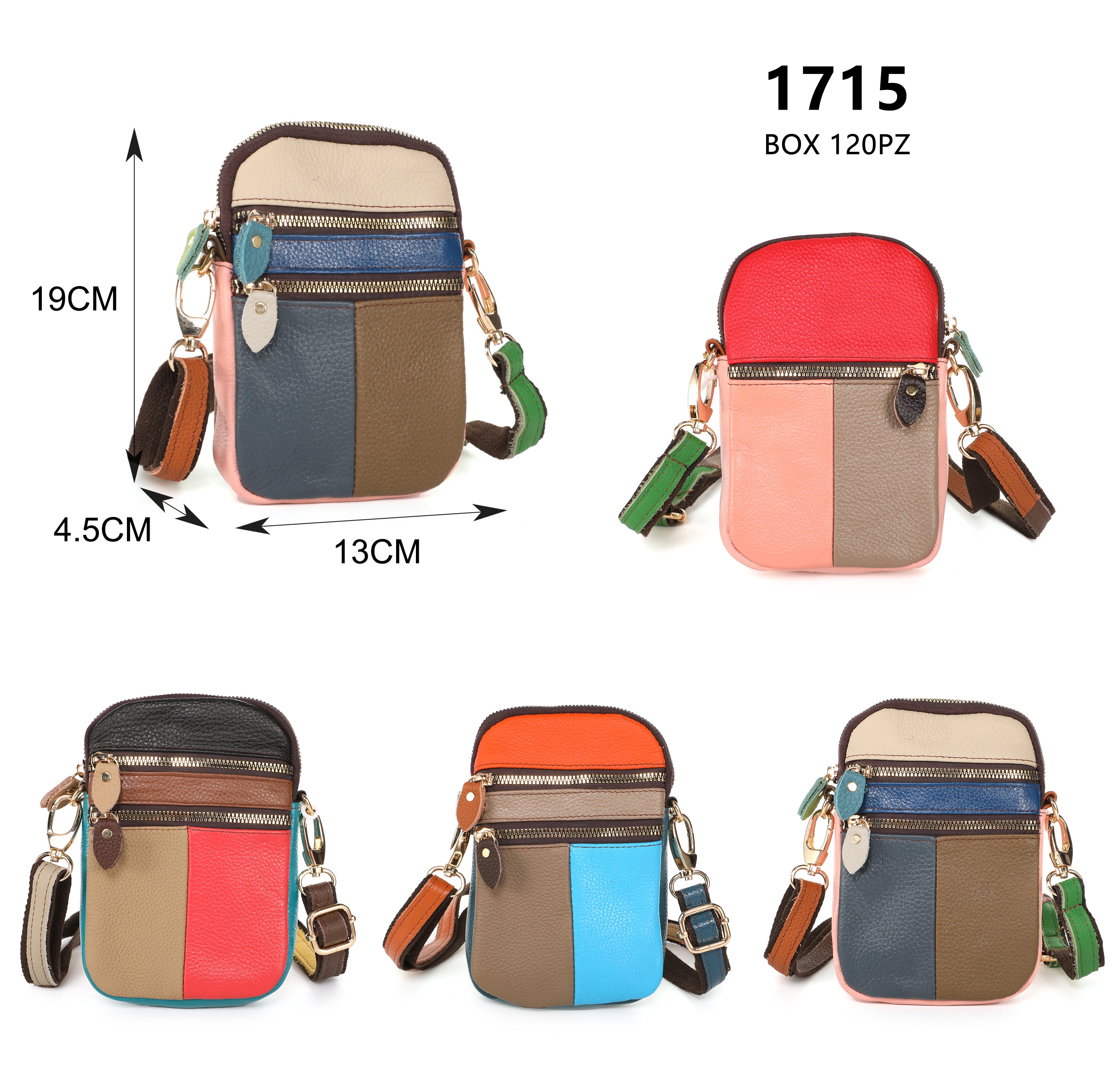 Sac multicouleur- Cuir véritable couleur (X6)