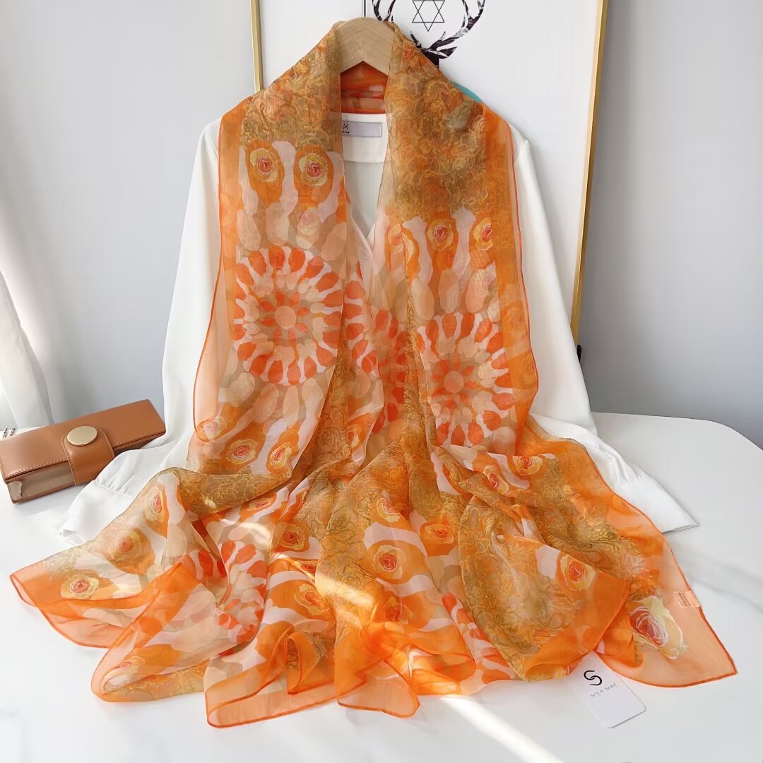 Foulards touche soie motif mélange(x12)