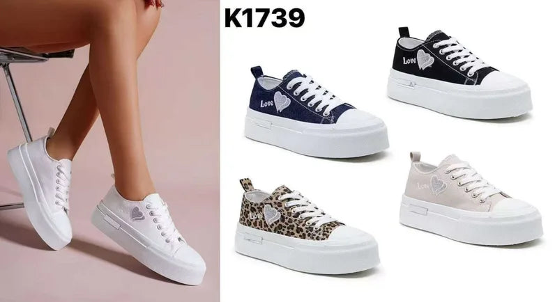 Baskets plateforme cœur brodé (x12)