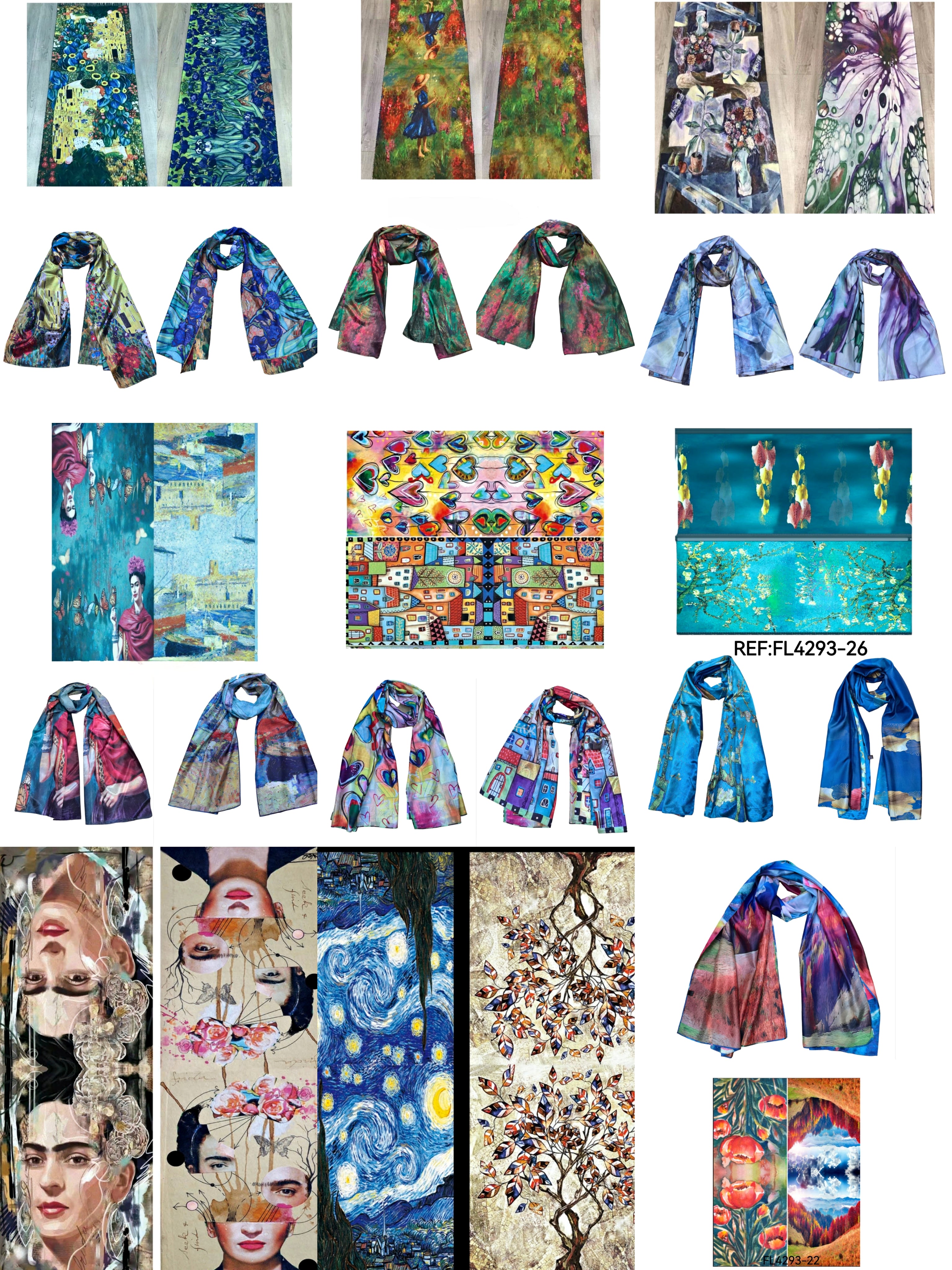 Foulards châle peinture à l'huile double face motif mélange(x16)#