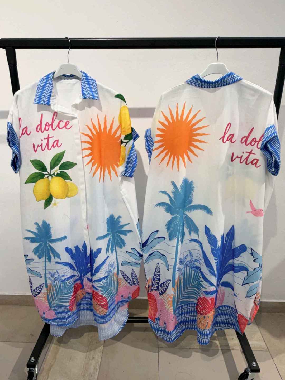 Robe Chemise Longue Imprimée Graphique (x6)