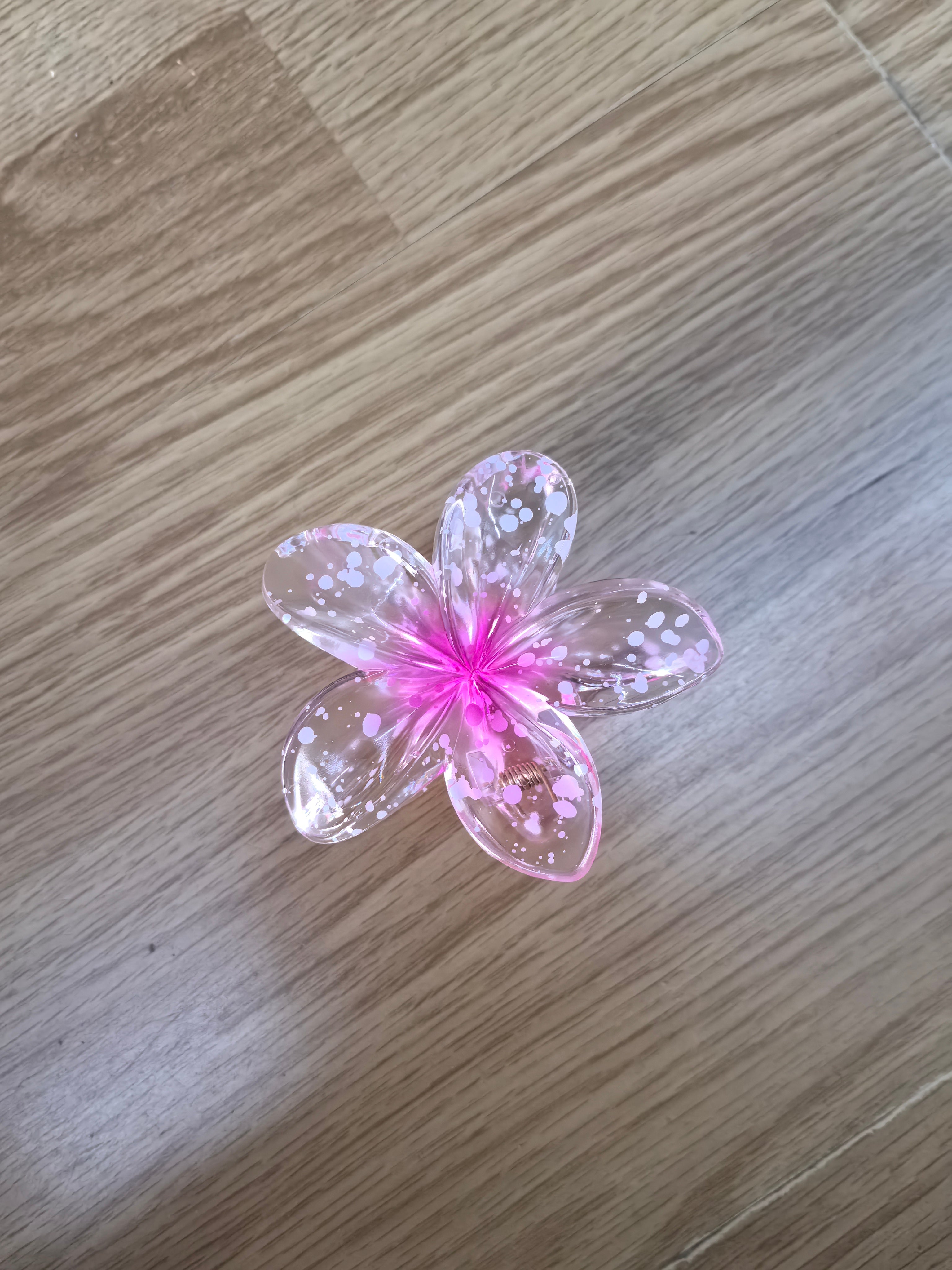 Pince à cheveux fleur transparente à pois colorés (x12)#5