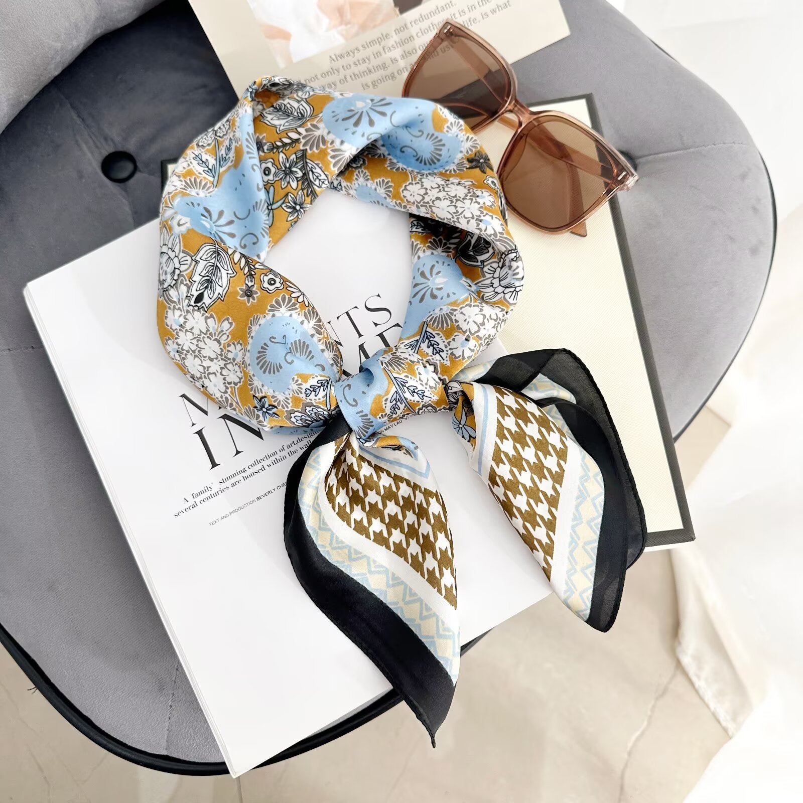 Foulard Carré touche soie 70cmx70cm (x12)#60