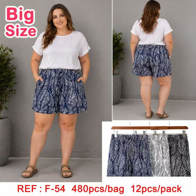 Short grande taille à motifs feuillés(x12)