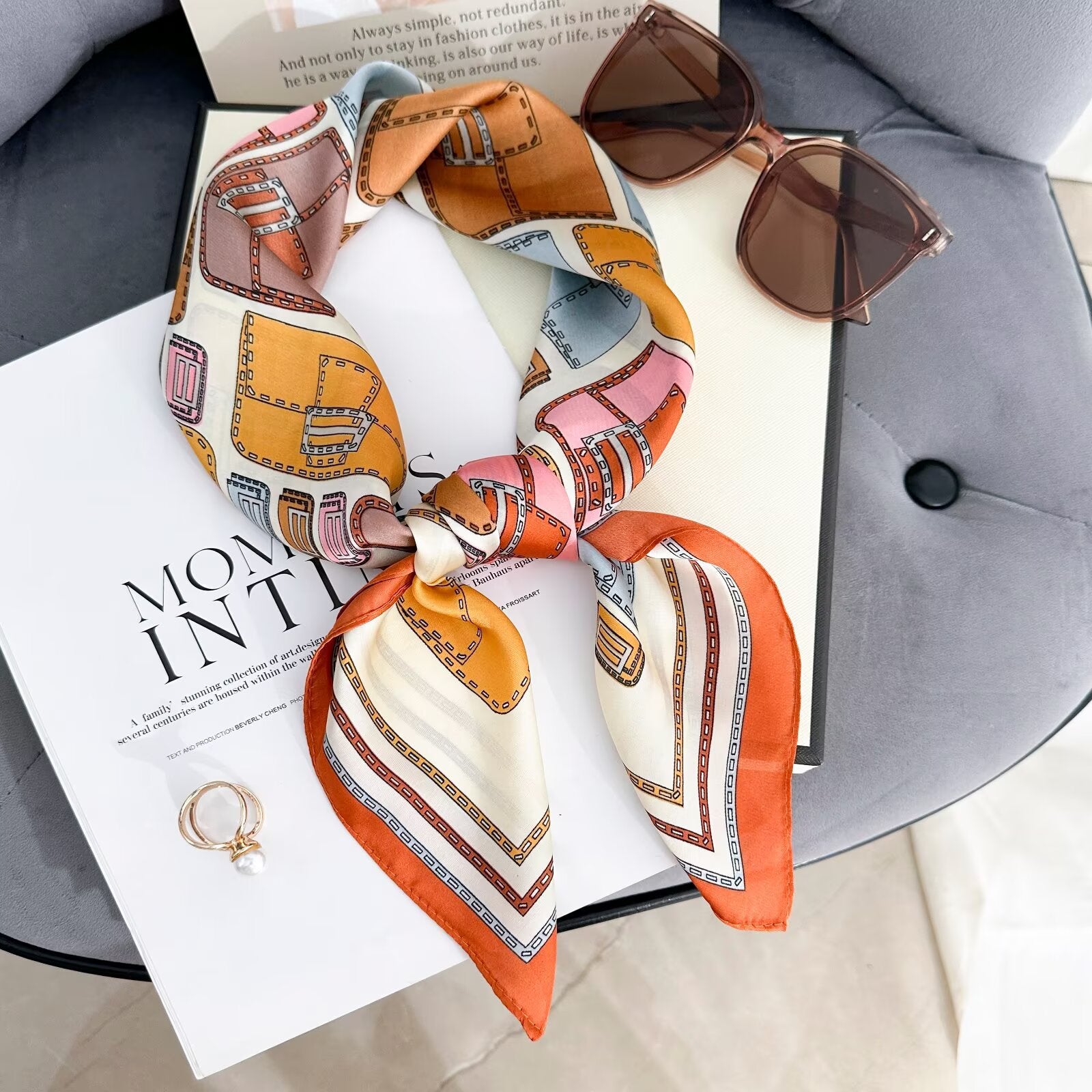 Foulard Carré touche soie 70cmx70cm (x12)#57