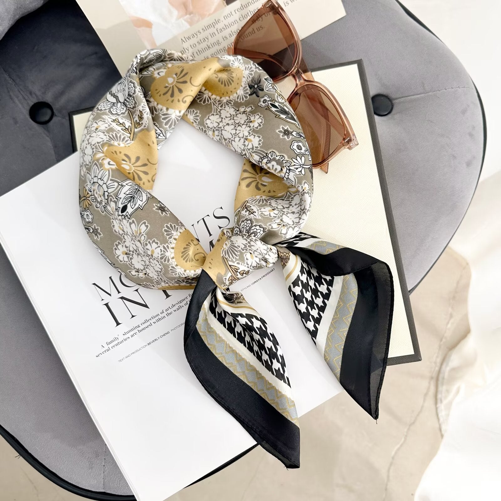 Foulard Carré touche soie 70cmx70cm (x12)#60