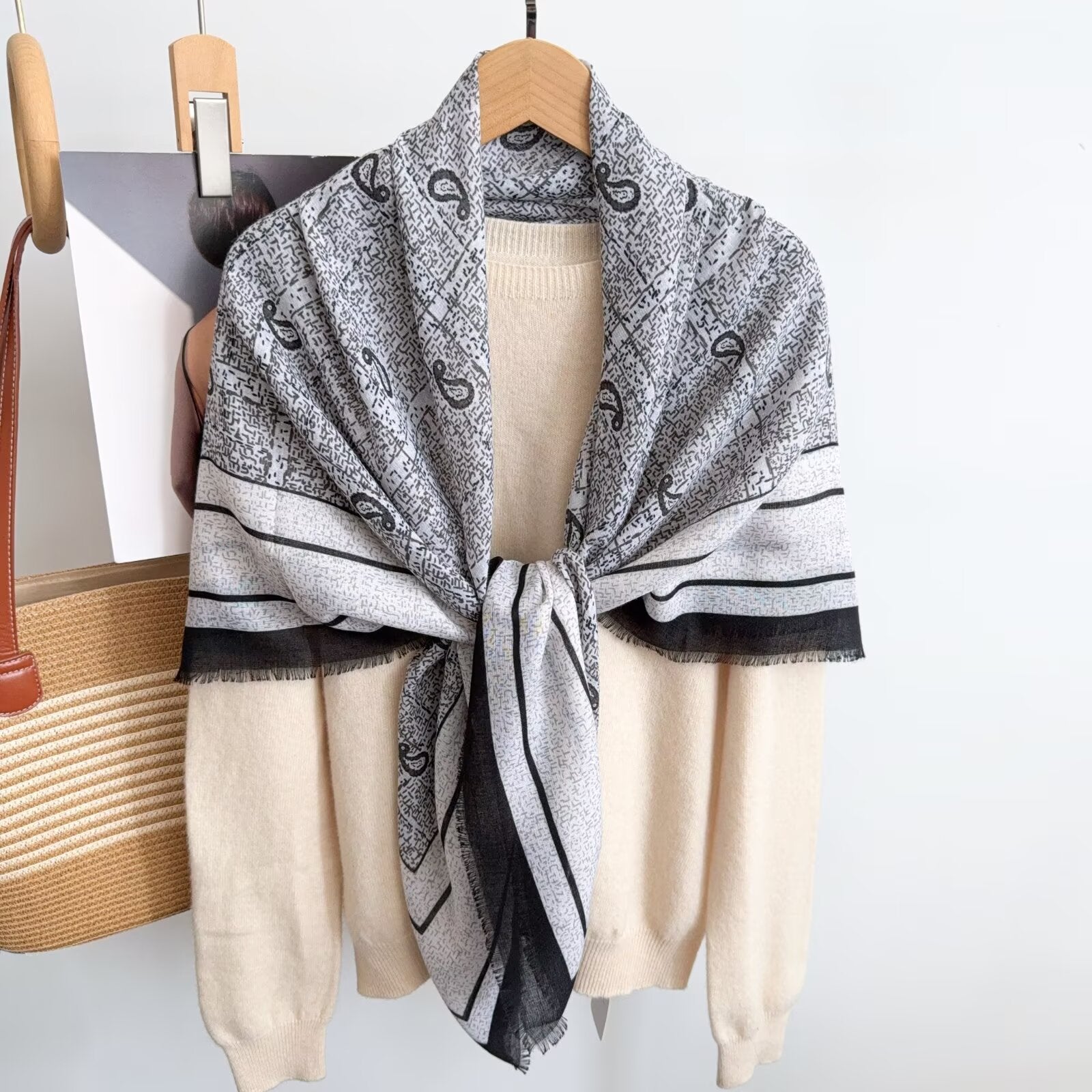 Foulard Carré Mixte Carreaux & Cachemire à Franges Femme (x12)#10