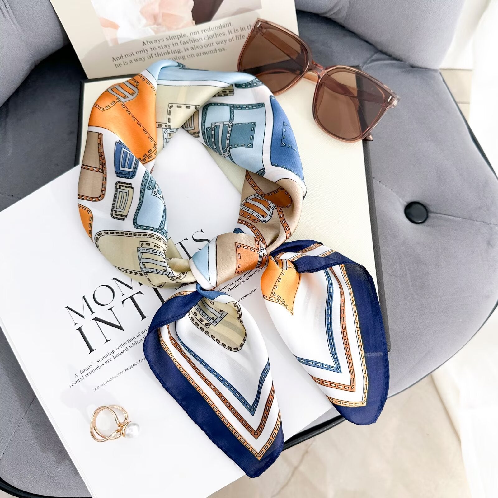 Foulard Carré touche soie 70cmx70cm (x12)#57