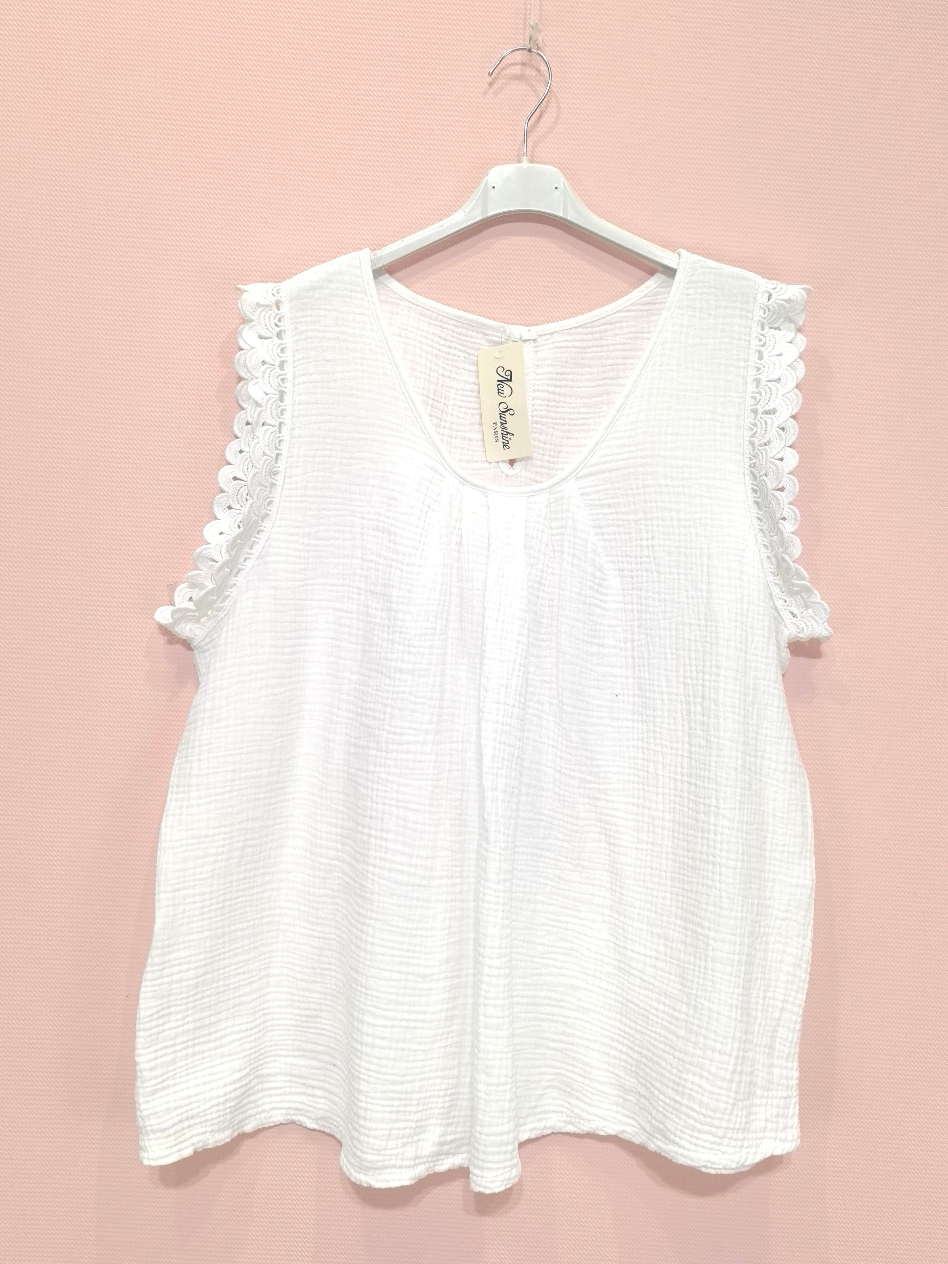 Top En Gaze De Coton Dos Avec Boutons (x8)