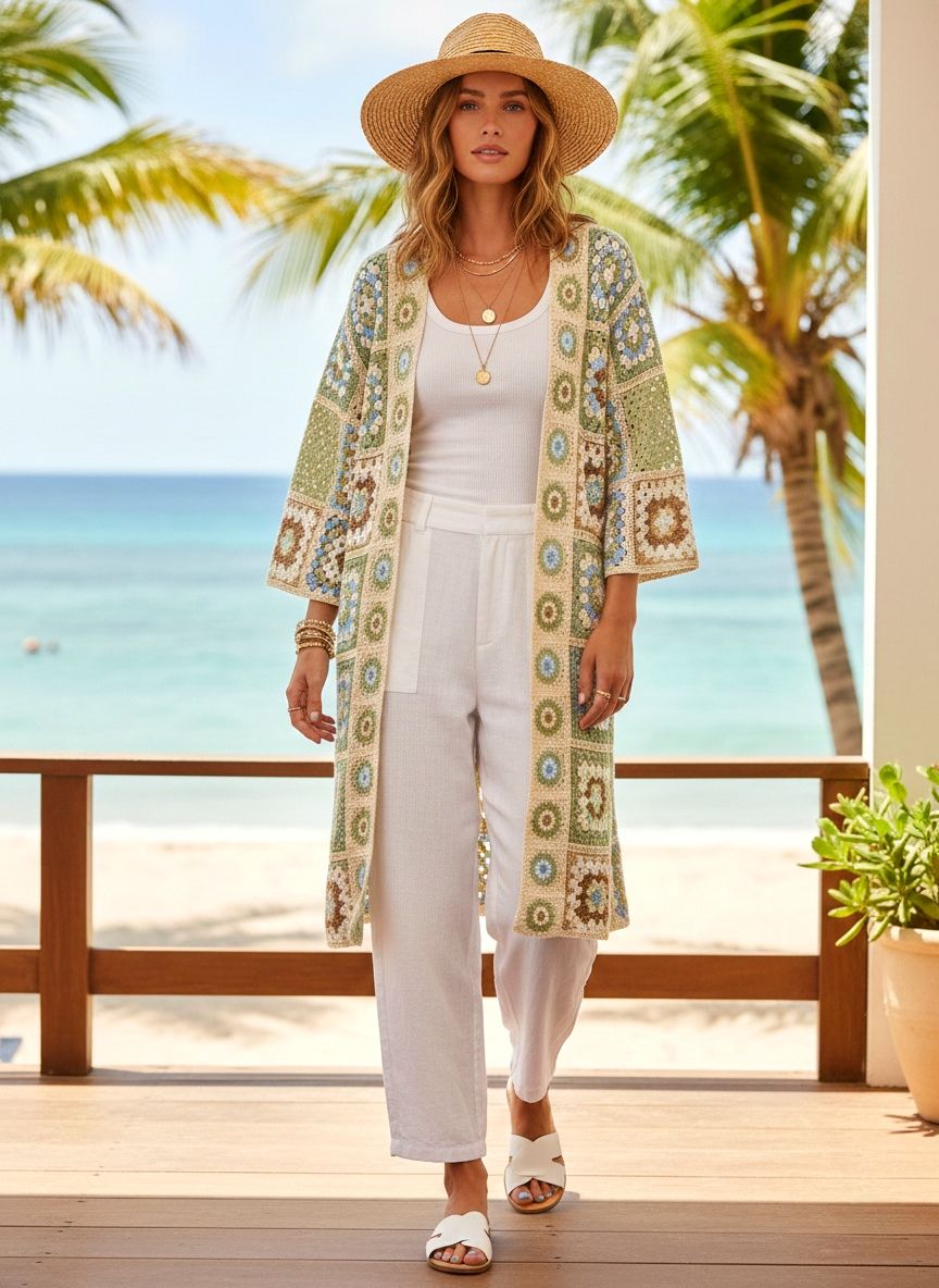 Haut en crochet à motifs Floraux (x6)