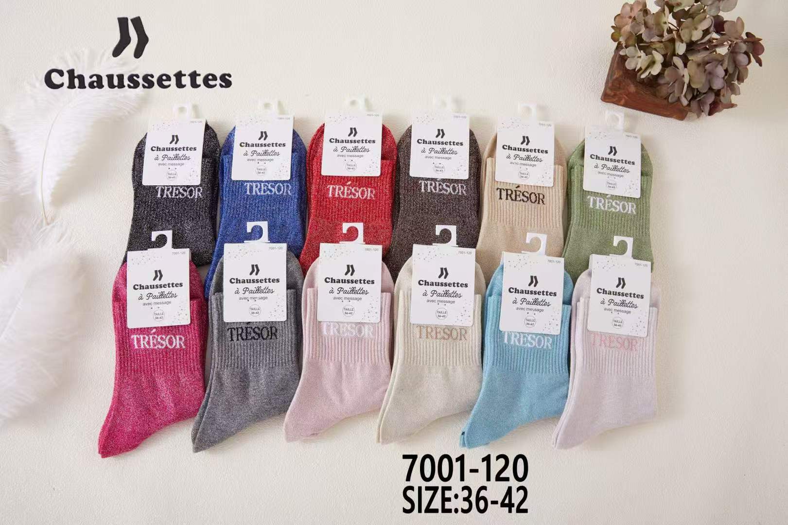 chaussette paillettes avec message(×12)7001