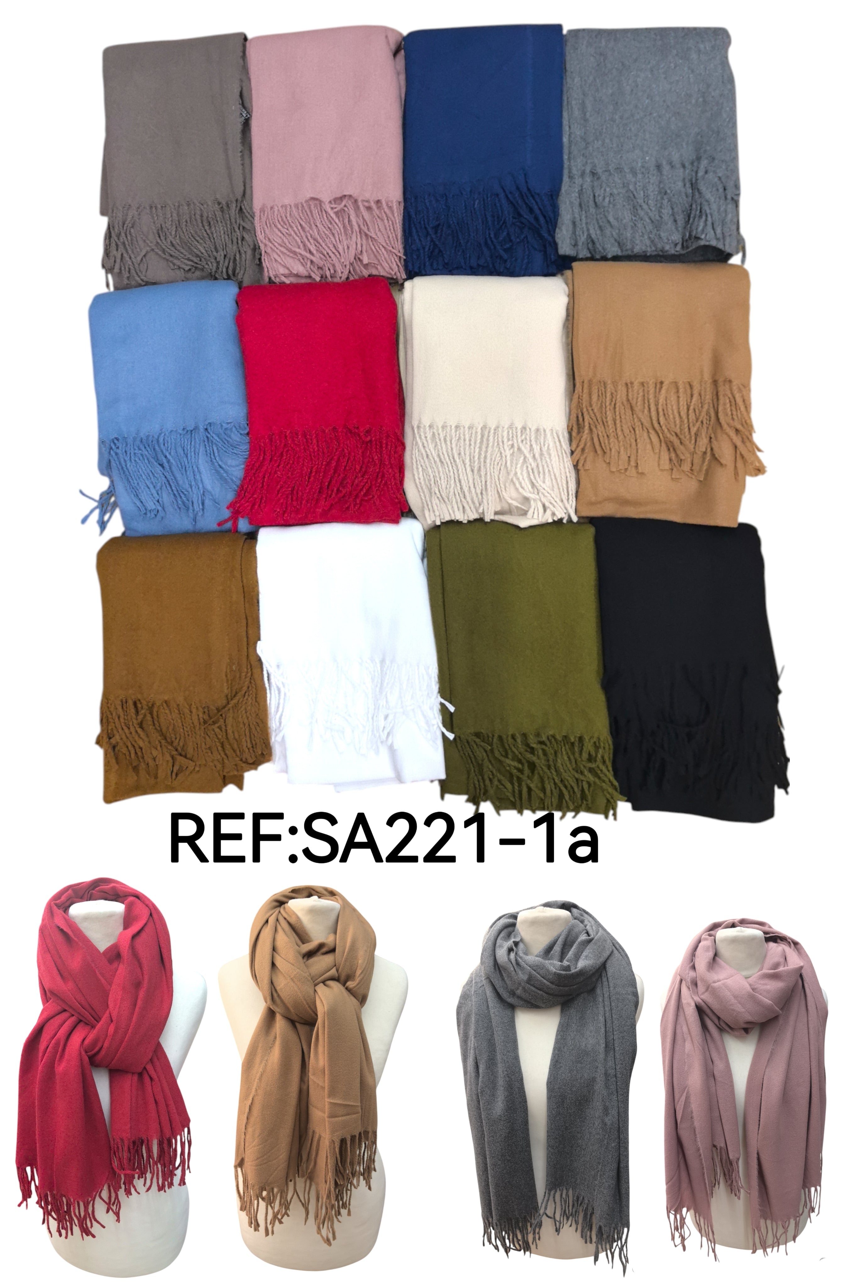 Écharpe châle couleur unie (x12)#1a