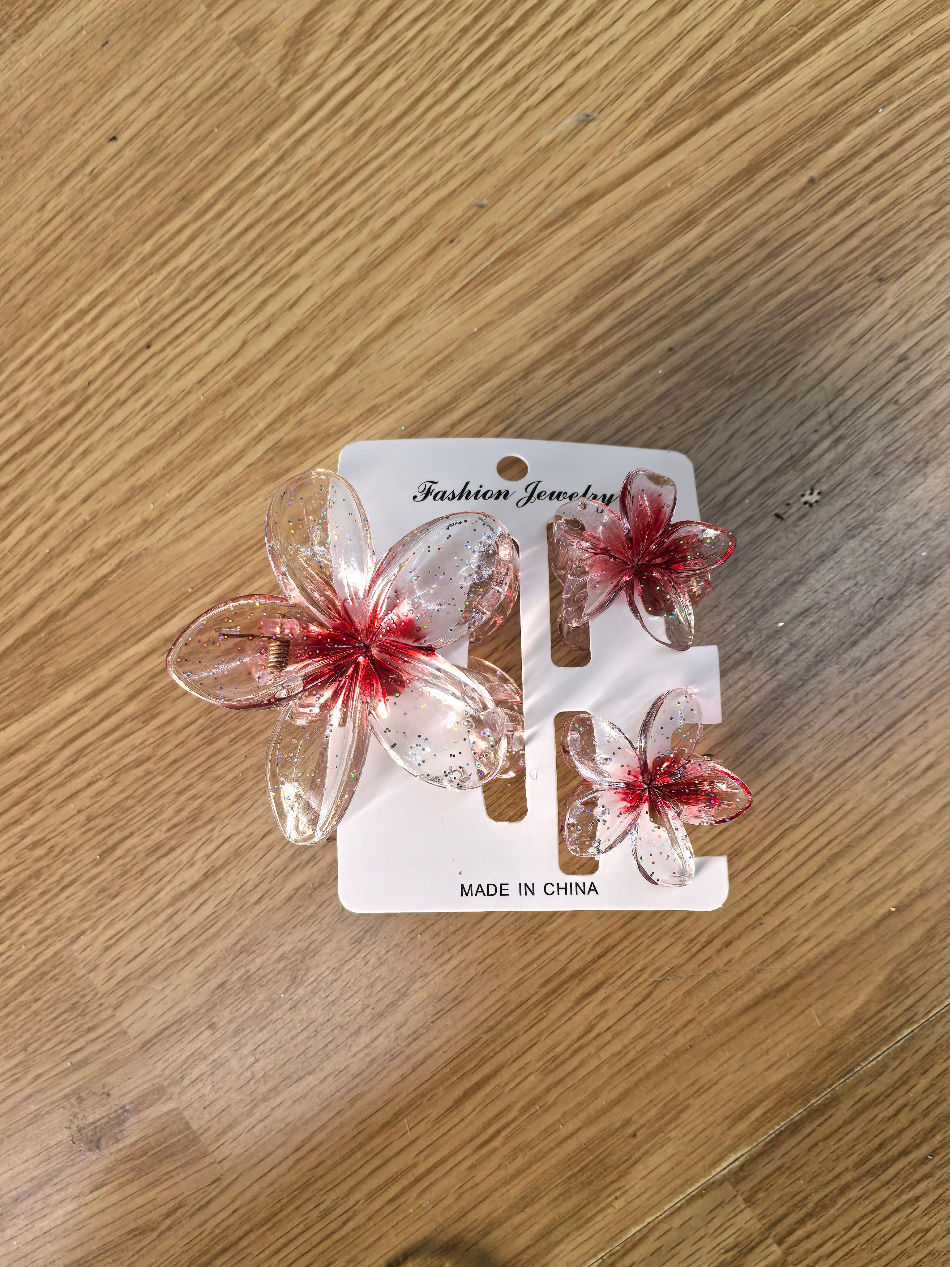 - Pince fleur transparente pailletée (X12)#23