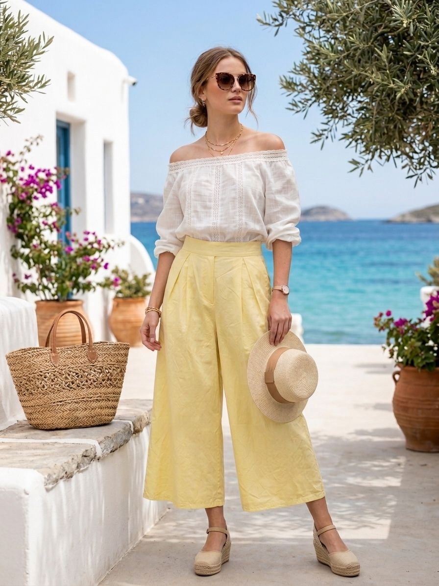 Pantalon Culotte Taille Haute (x8)