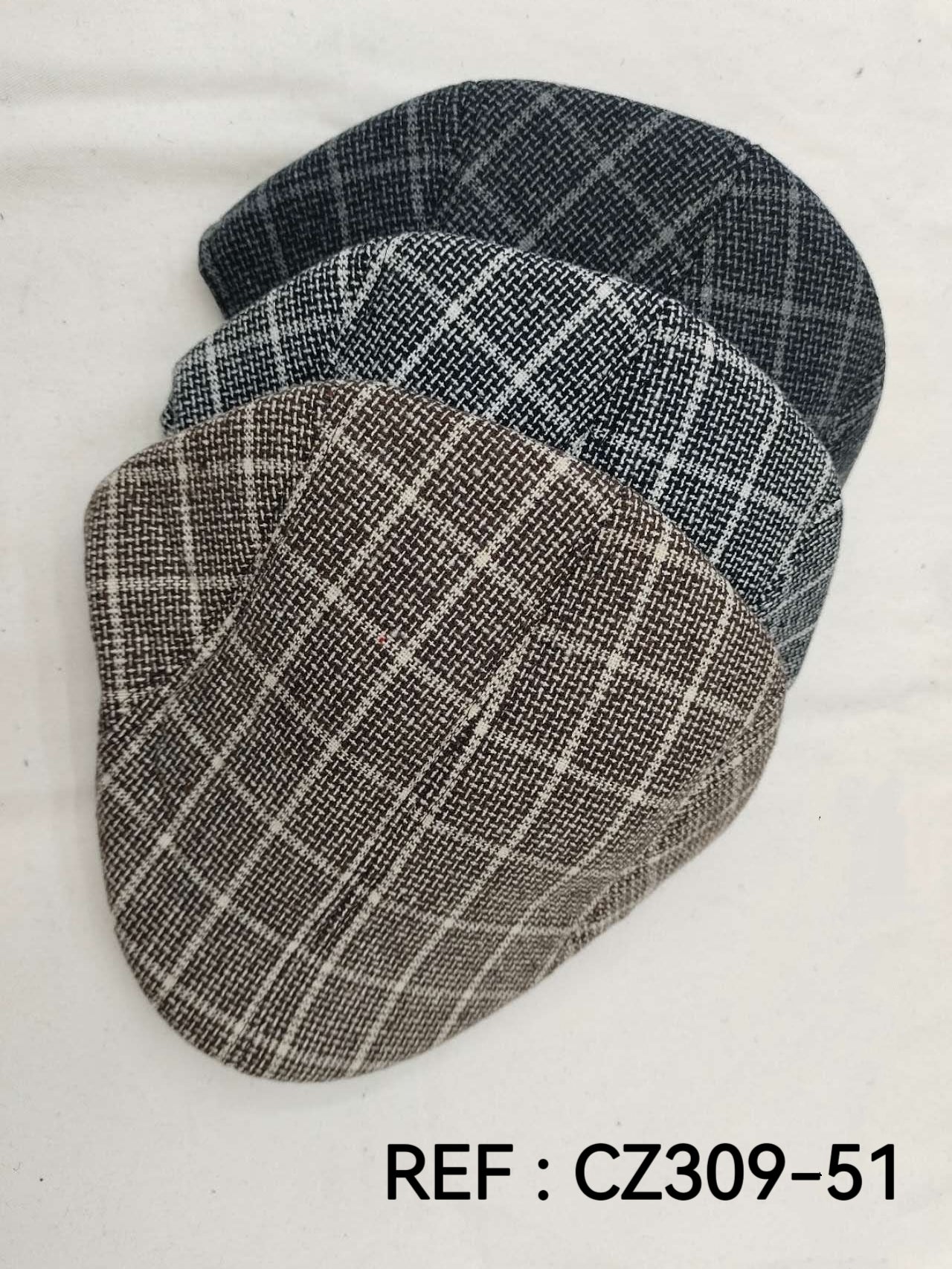 Béret homme motif carrés (x12)# 51