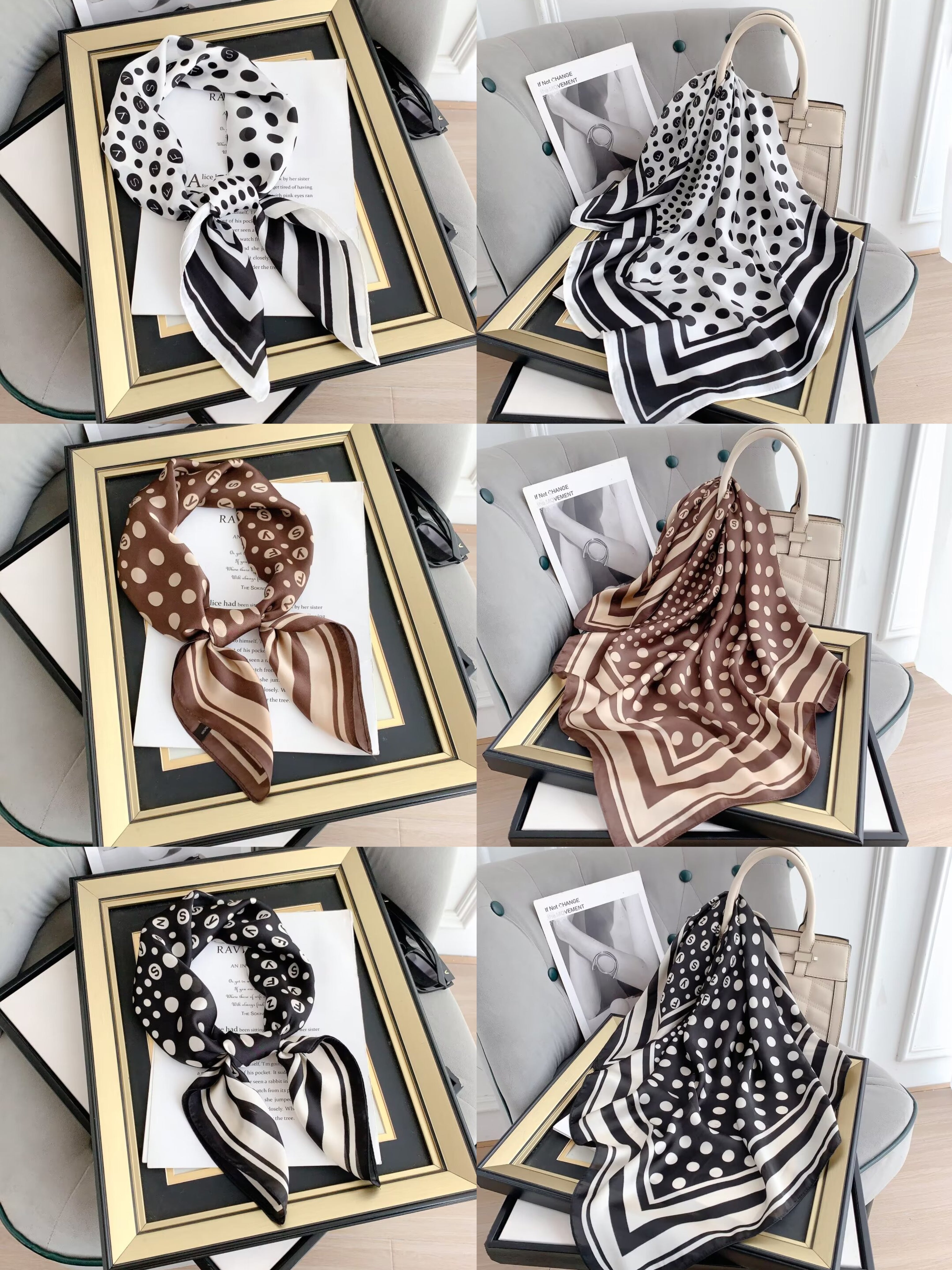 Foulard Carré touche soie 70cmx70cm (x12)#58