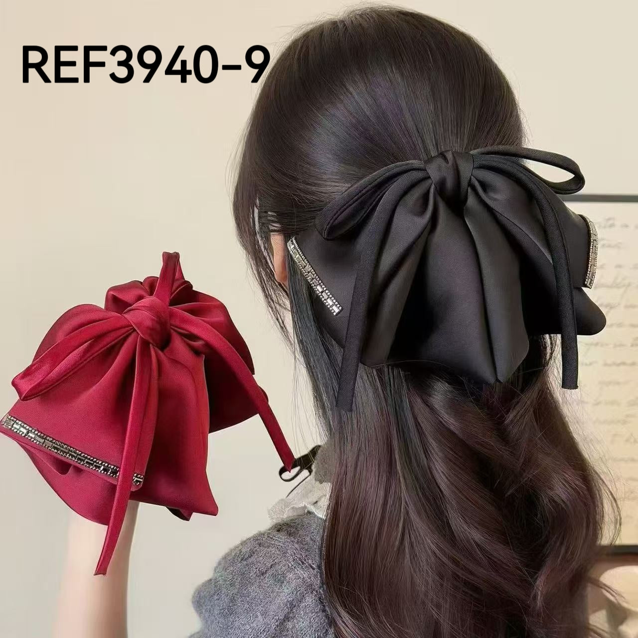 Pinces à cheveux strass avec nœud(x6)#7