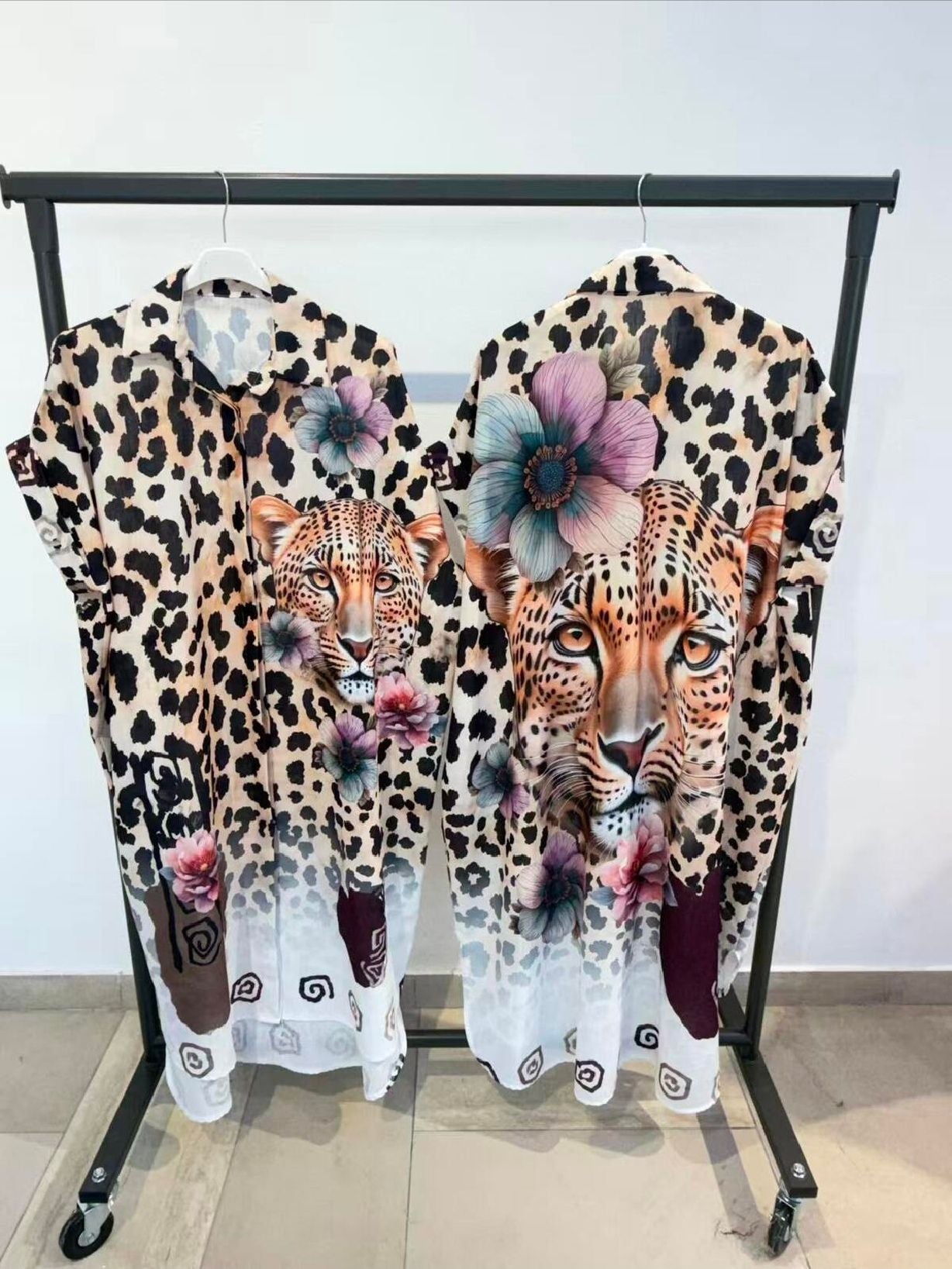 Robe Chemise Longue Imprimée Graphique (x6)