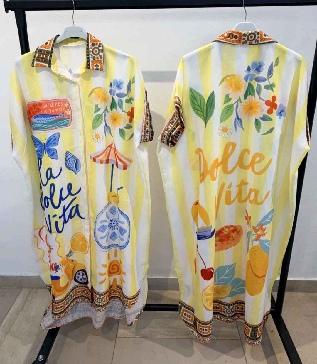 Robe Chemise Longue Imprimée Graphique (x6)