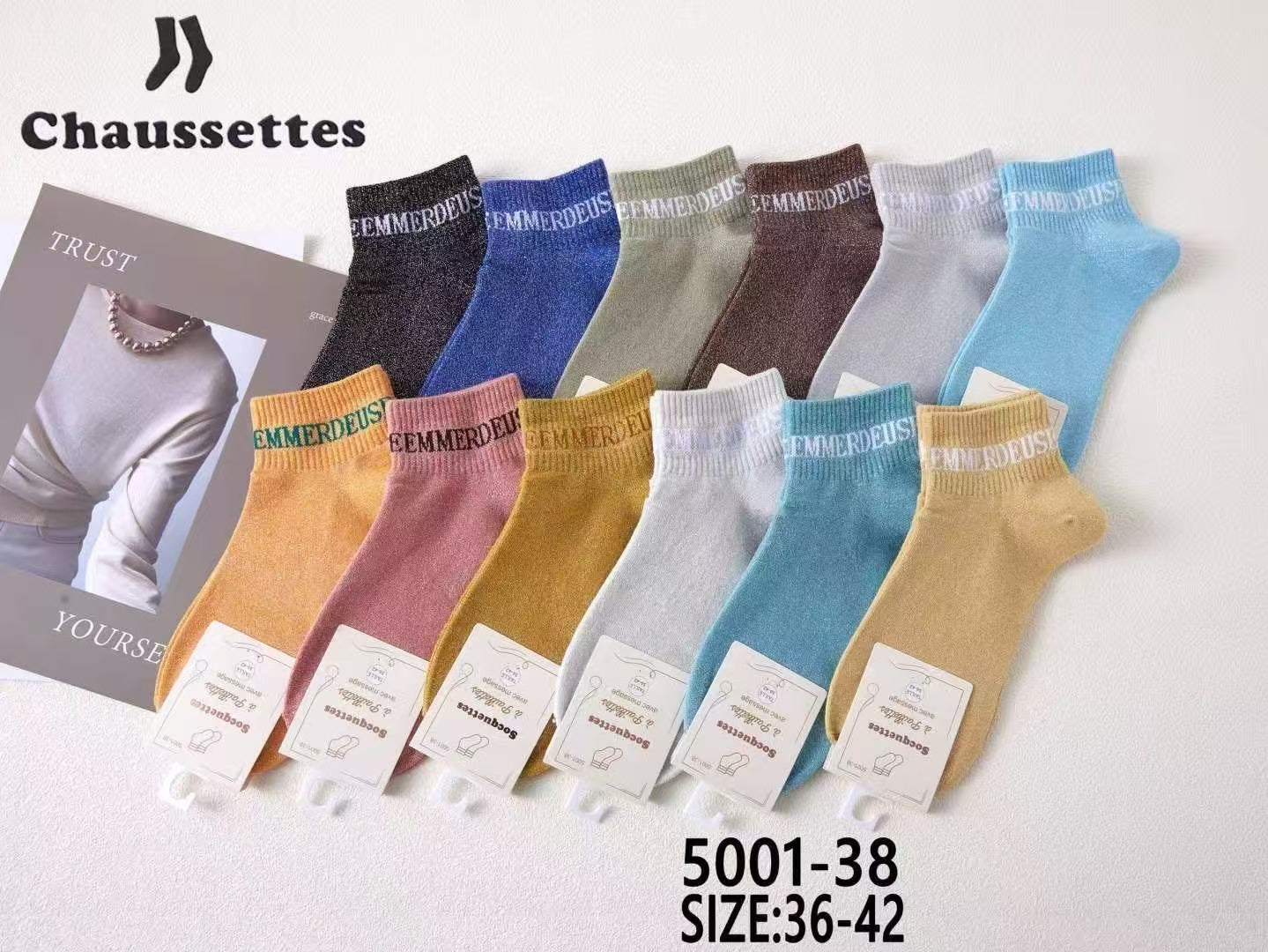 chaussette pailletee avec message(×12)#38