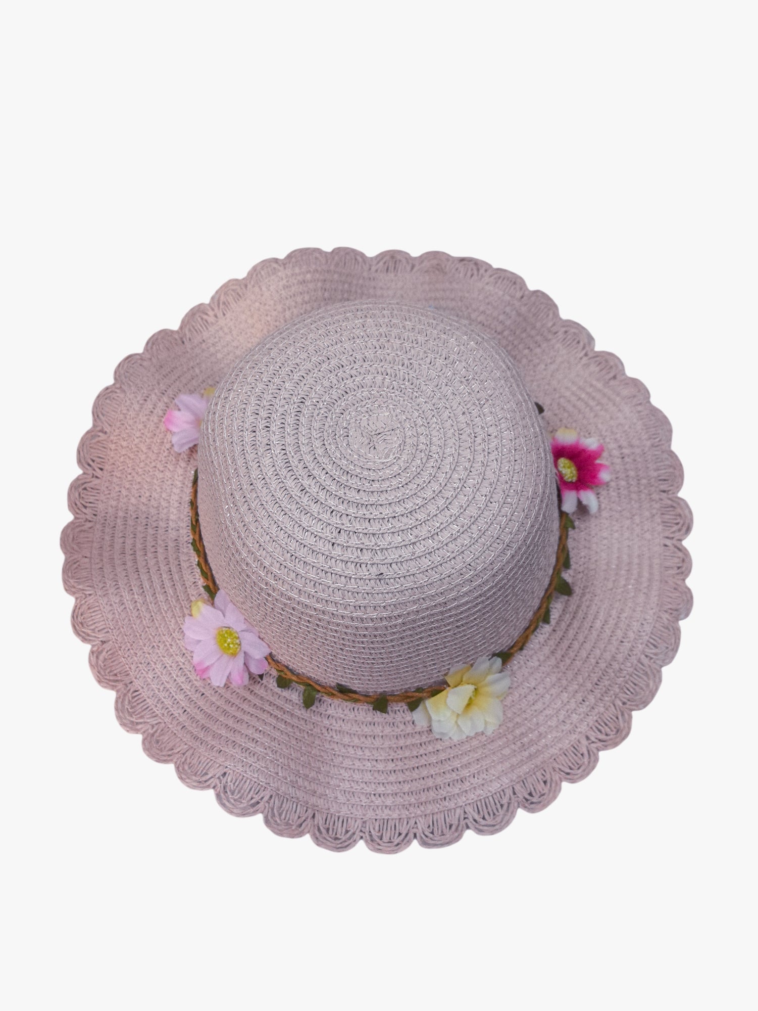 Chapeaux de paille taille enfant motif fleur (x12)