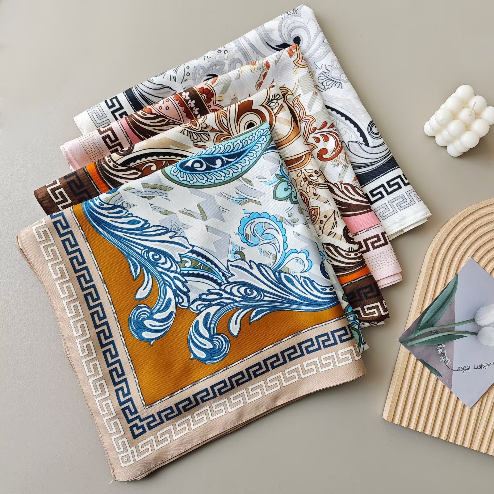 Foulard Carré touche soie 130×130cm (x6)#33