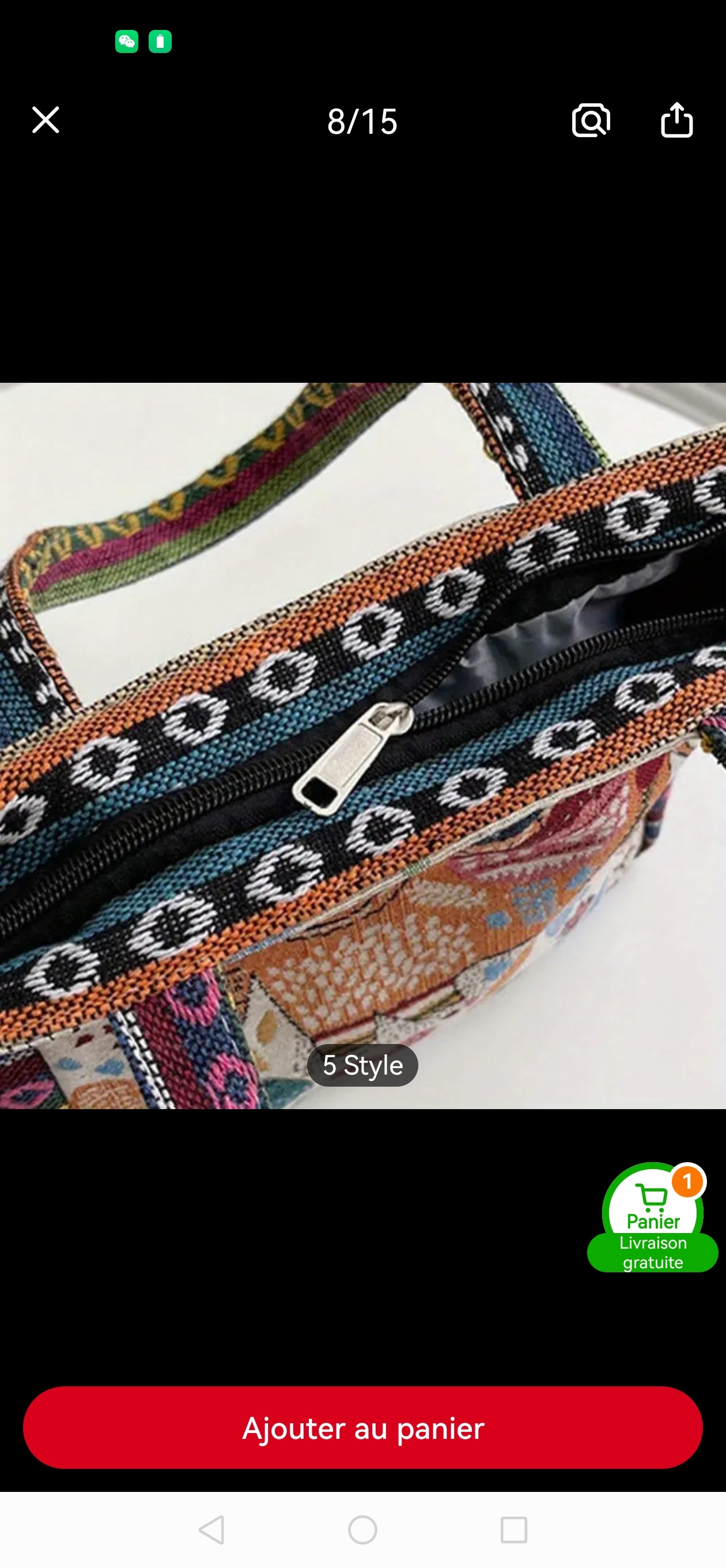 Sac à main en toile brodé Flamant pour femme (x6)