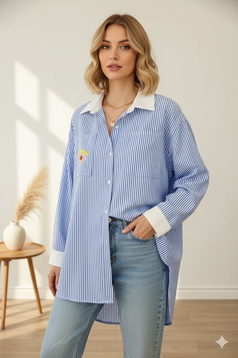 Chemise À Rayures Over Size (x6)