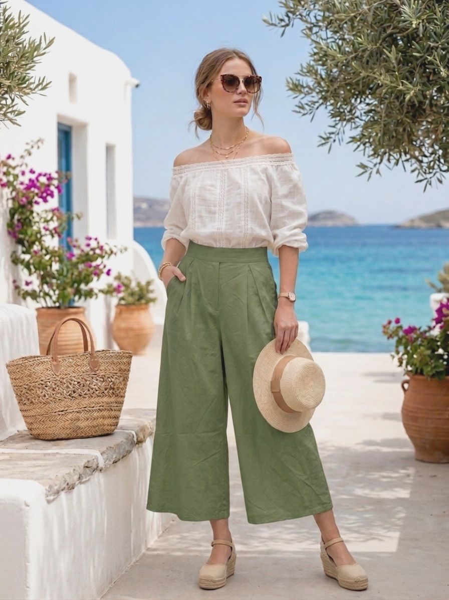 Pantalon Culotte Taille Haute (x8)