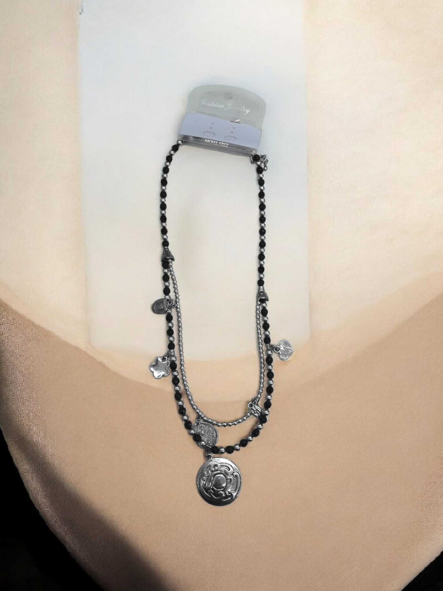 Collier sautoir fantaisie double (x4)