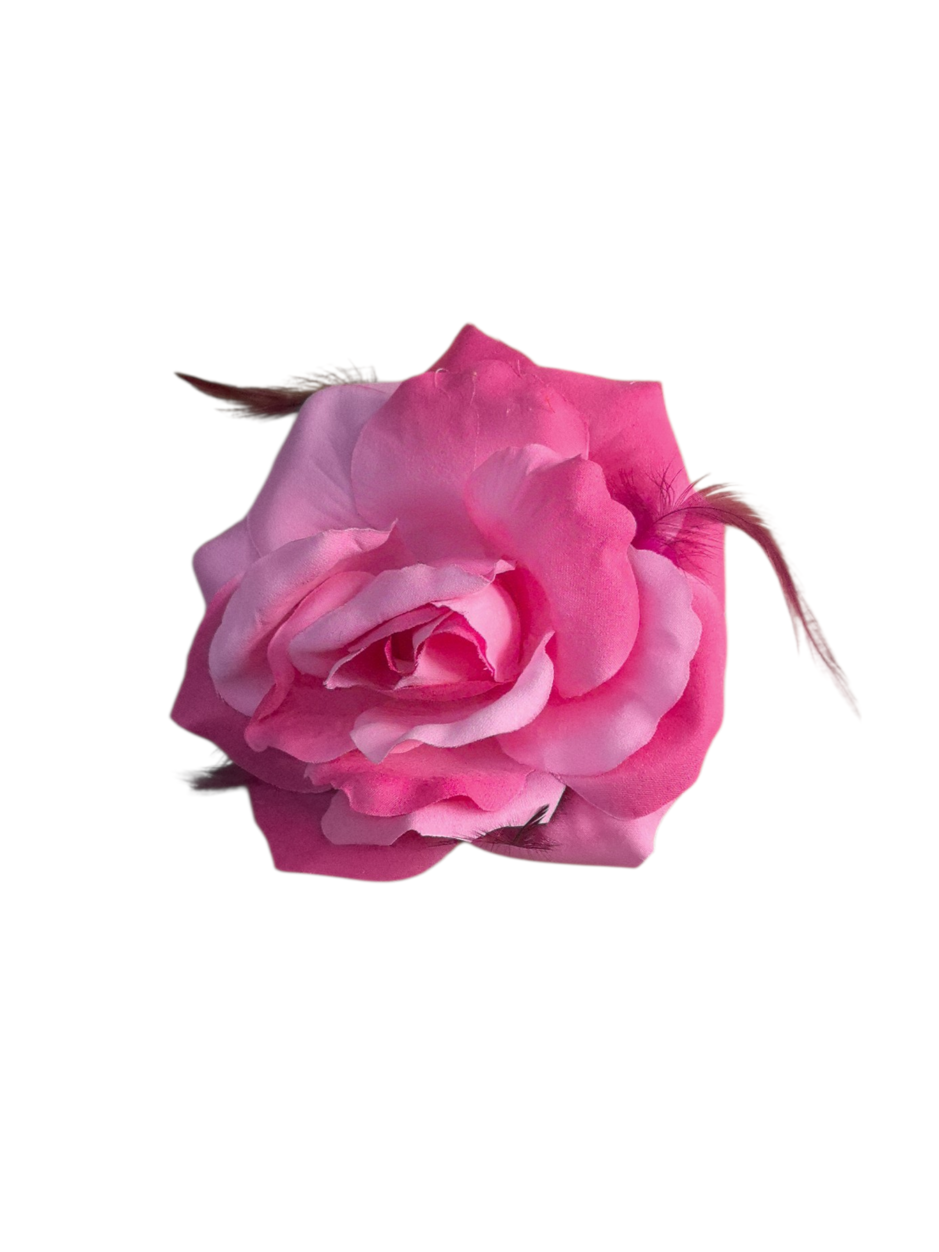 Barrette fleur avec plumes – épingle de corsage + élastique + pince (x12)