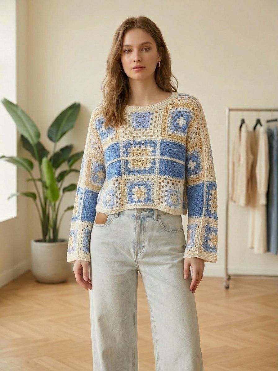 Haut en carrés granny(x6)