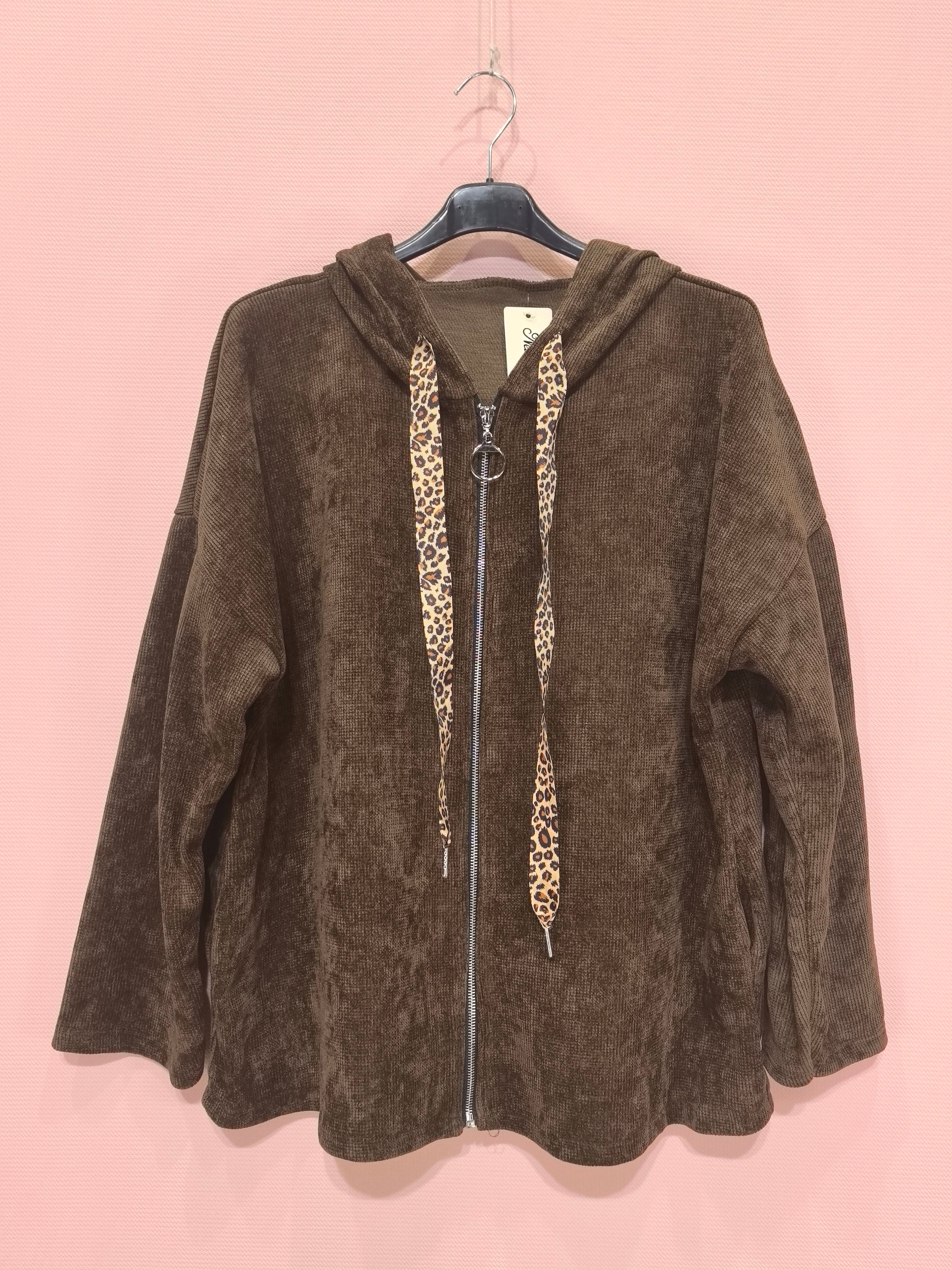 Gilet zippé à capuche velours Avec Deux Poches(X6)