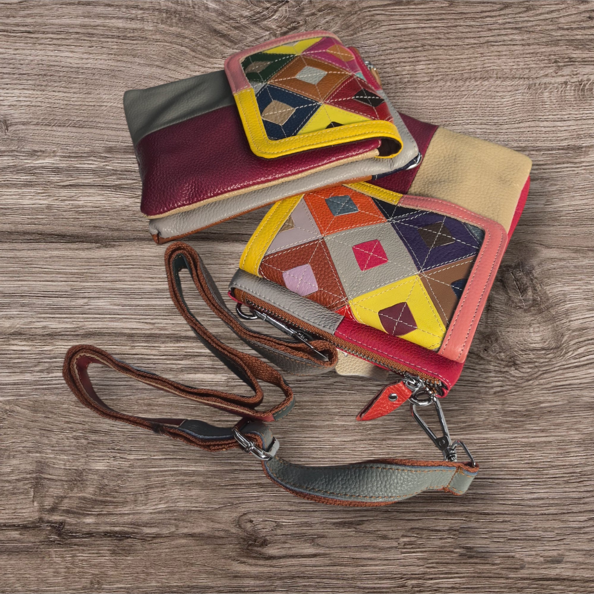 Sacoche multicouleur  en  Cuir véritable Pour Femme (X6)