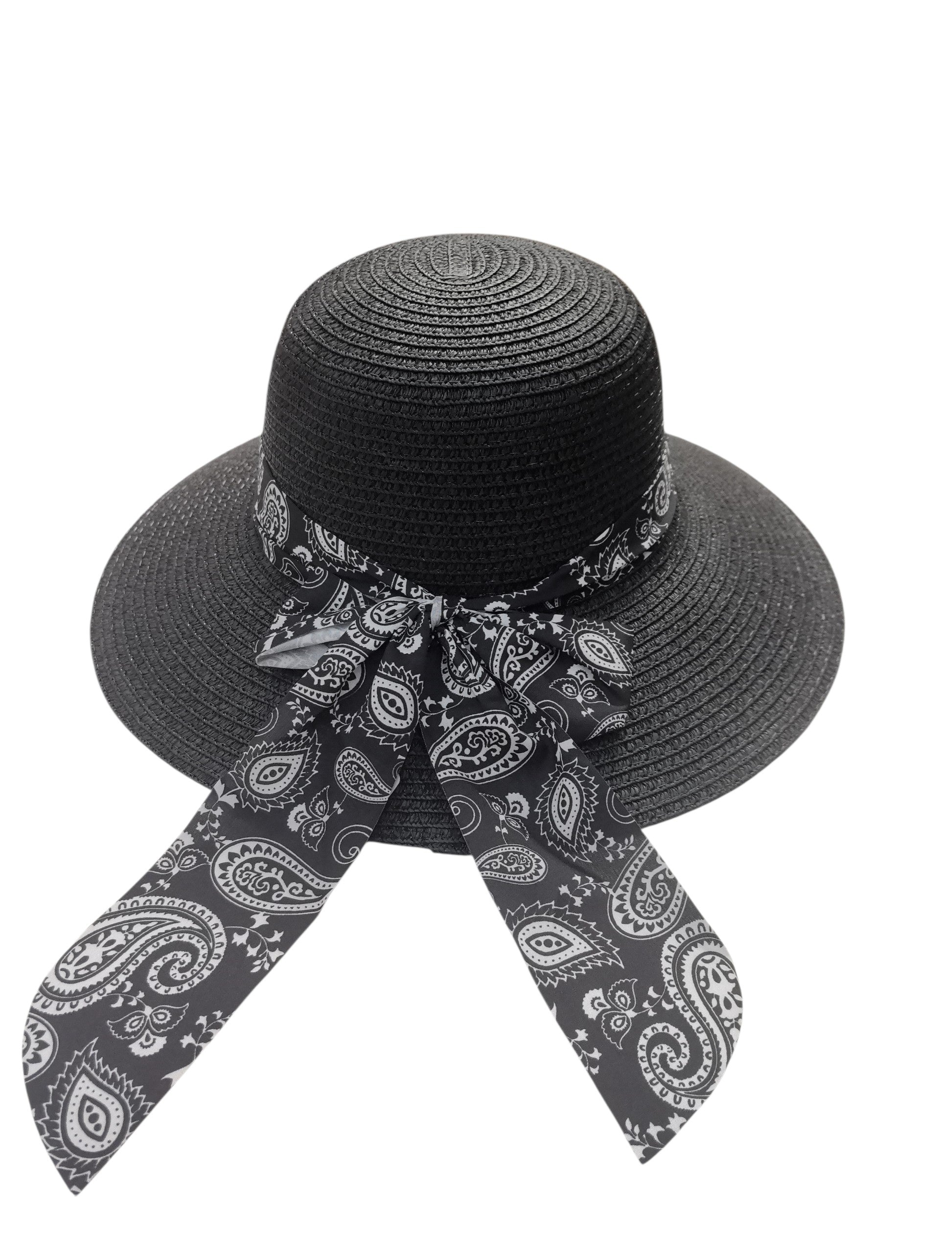 Chapeau paille ruban motif Paisley(x12)#08