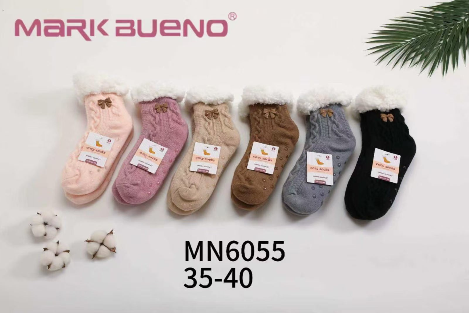 FEMME Chaussettes chaussons fourrées T35- 40 (x12)/6055