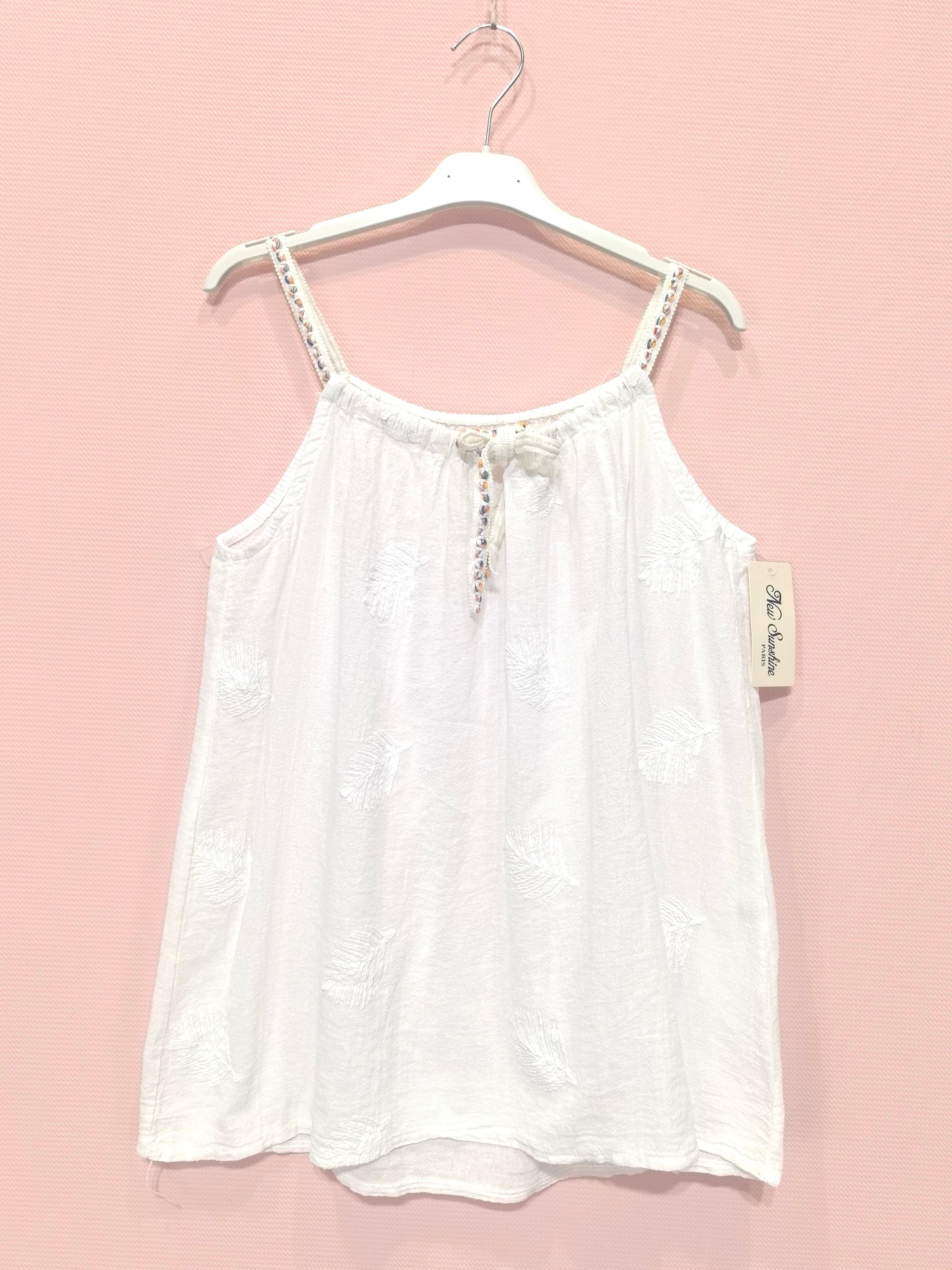 Top bretelles à motifs feuillage brodés (x8)