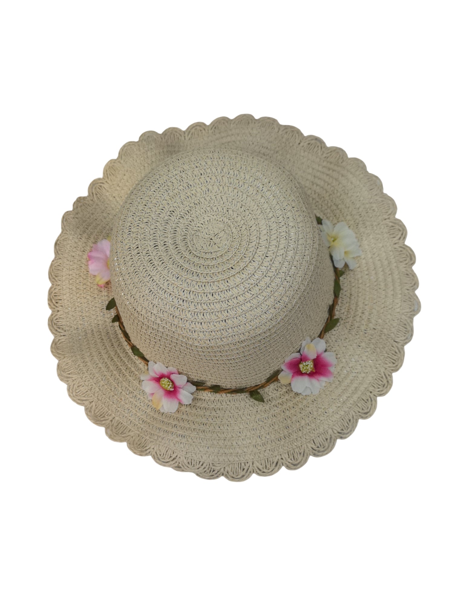 Chapeaux de paille taille enfant motif fleur (x12)