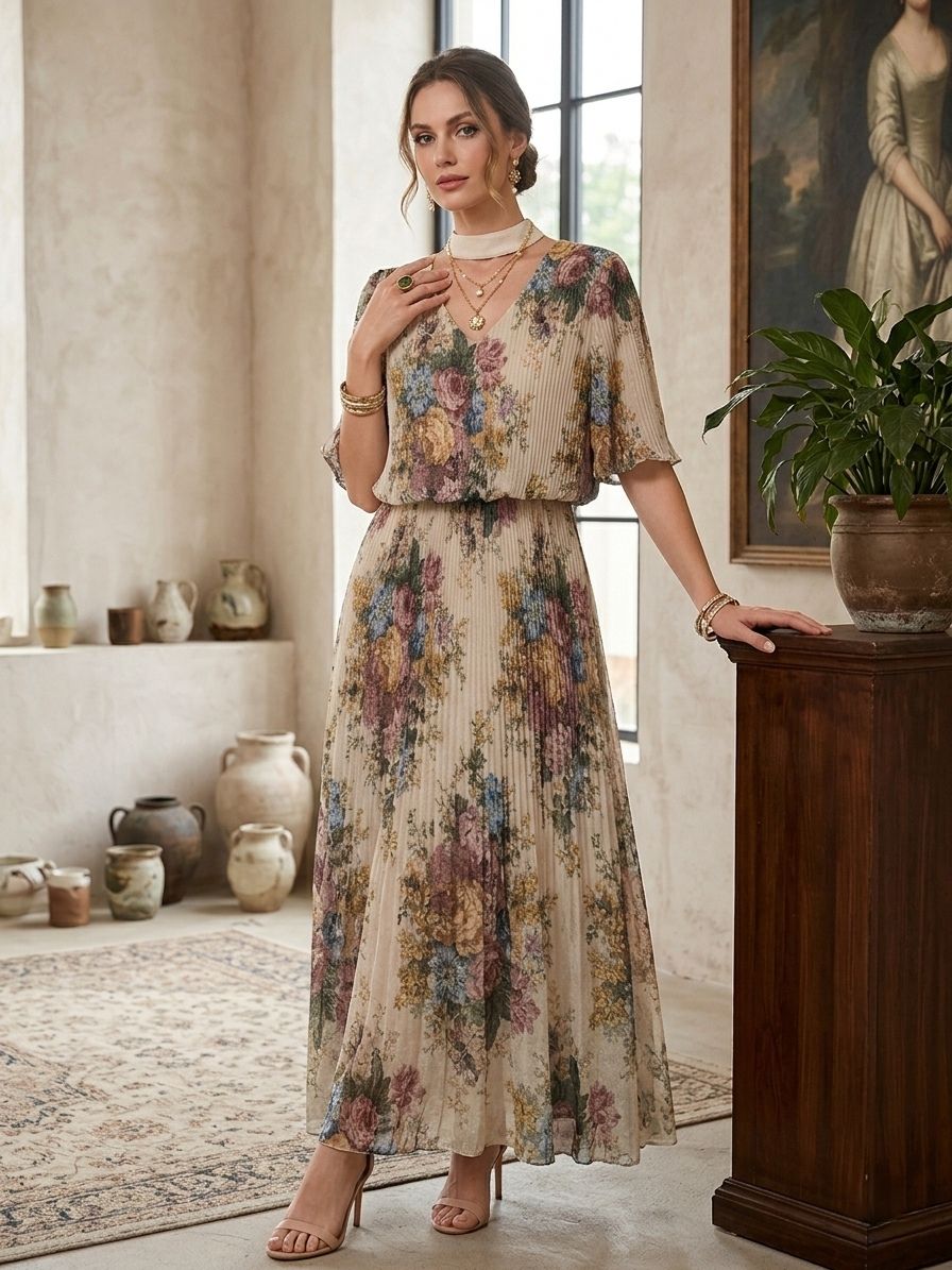 Robe Plissé Imprimée (x4)