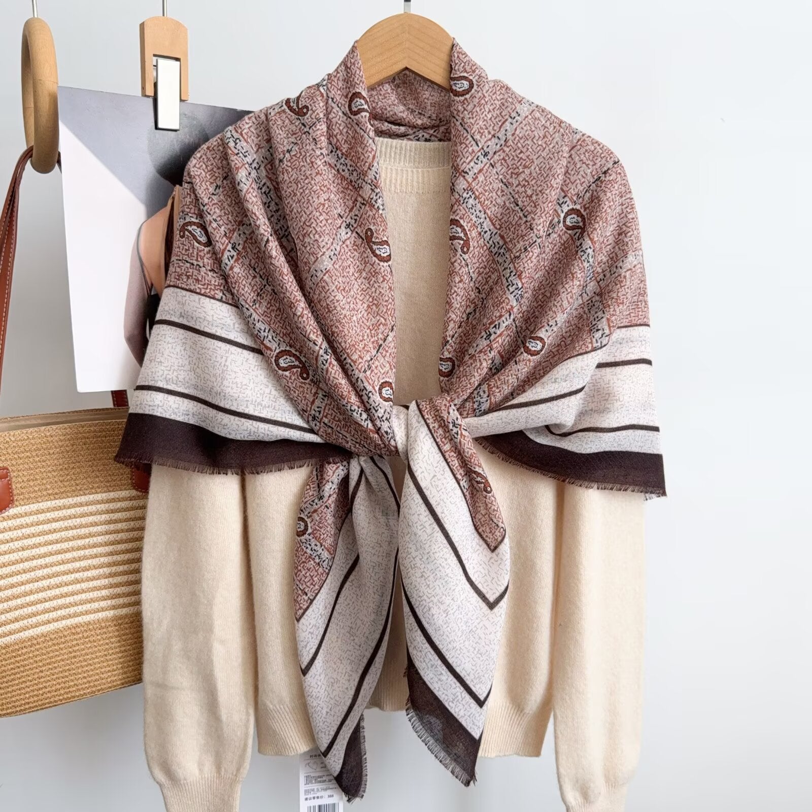Foulard Carré Mixte Carreaux & Cachemire à Franges Femme (x12)#10