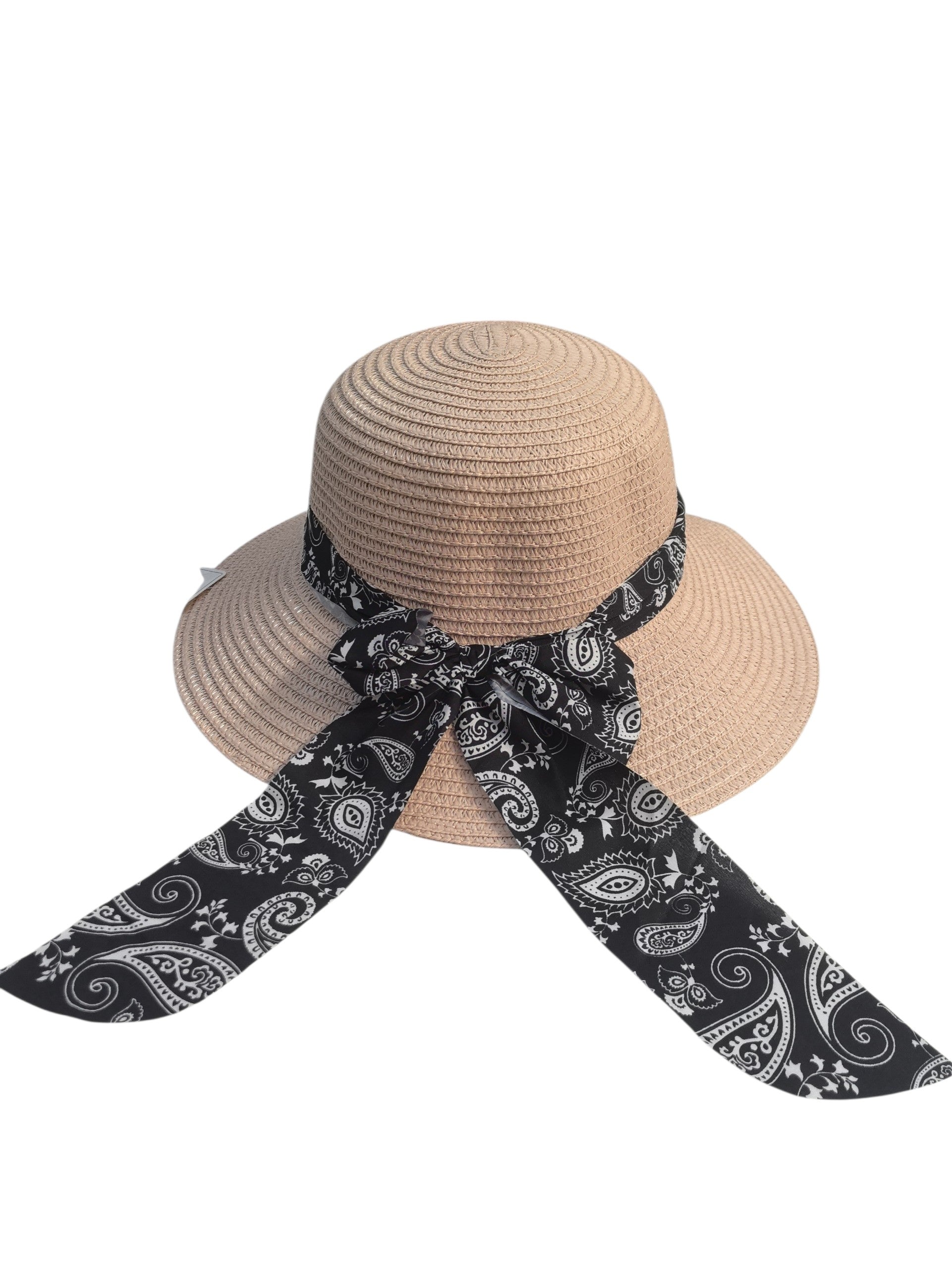 Chapeau paille ruban motif Paisley(x12)#08