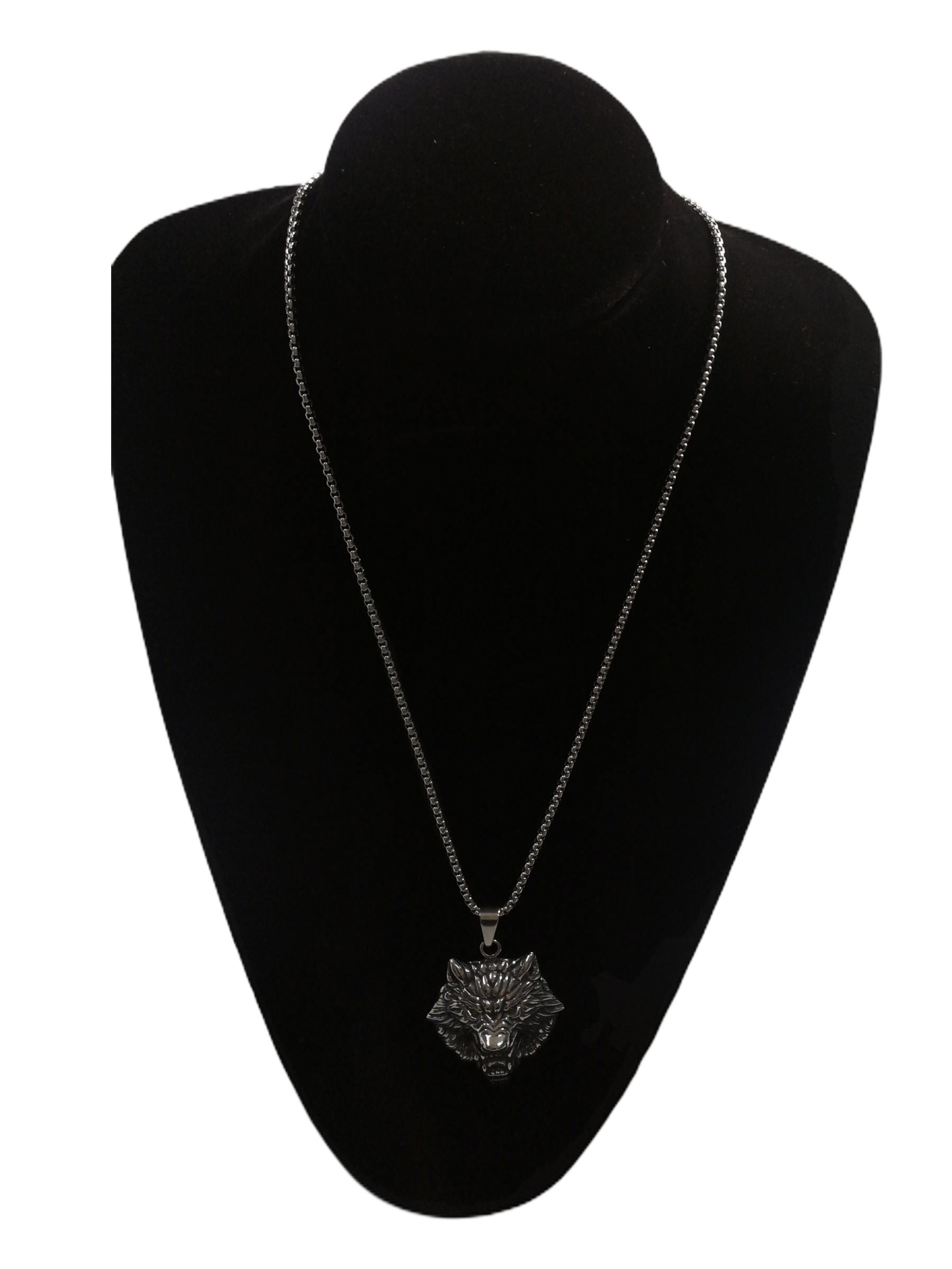 HOMME - LOT DE 2 - Collier pendentif loup acier inoxydable 5,00€/unité | Grossiste-pro