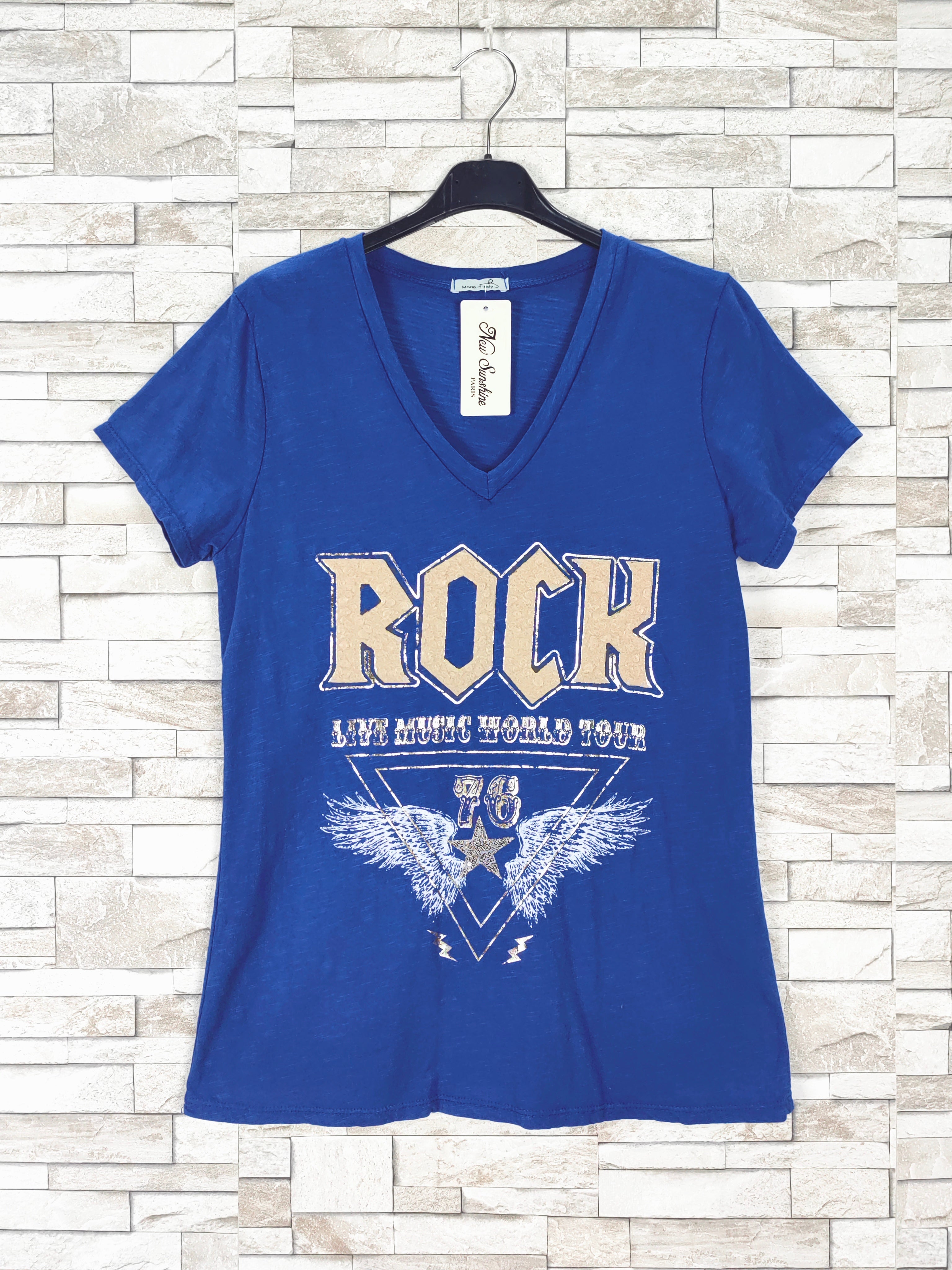 T-shirt col v "Rock"
(
X9)