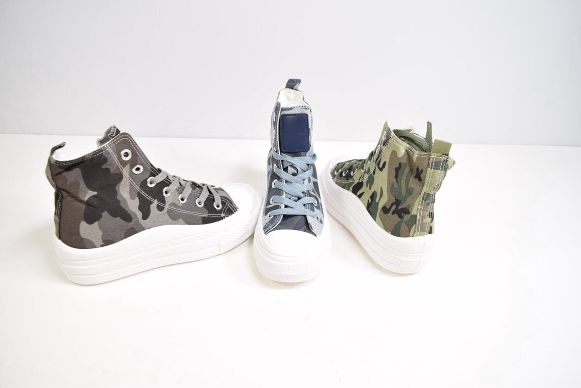 Basket Femme Motif Militaire Semelle Épaisse (x12)