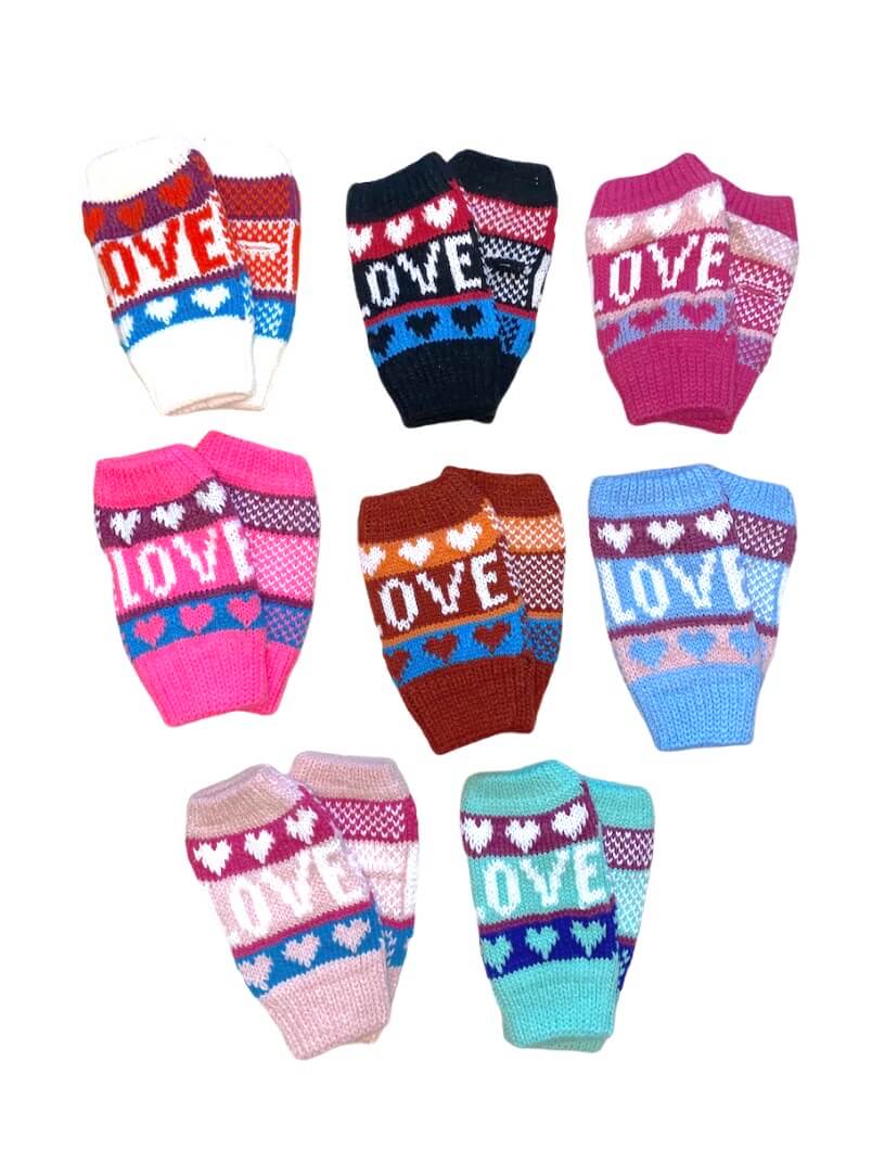 Gants mitaines fourrées enfant LOVE (x12)