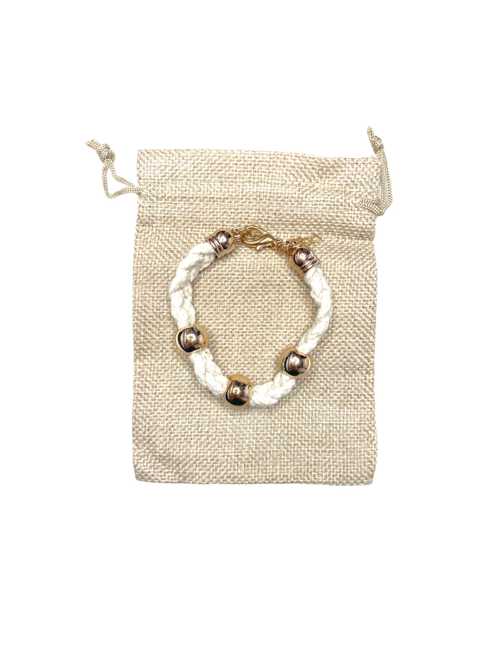 Bracelet tissu tresse boule couleurs mélangées (x12)