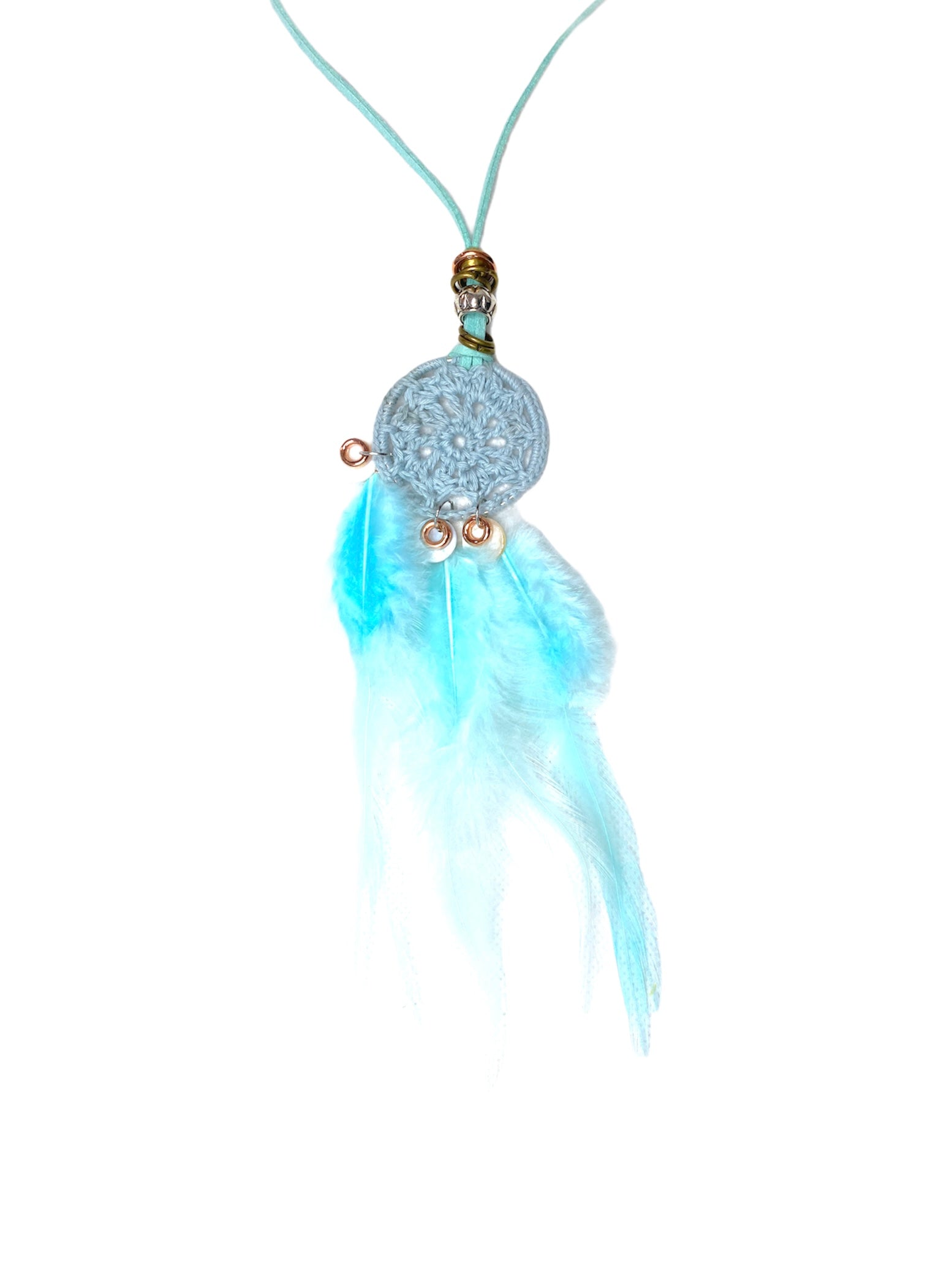 Collier sautoir attrape-rêve bleu #CSF08