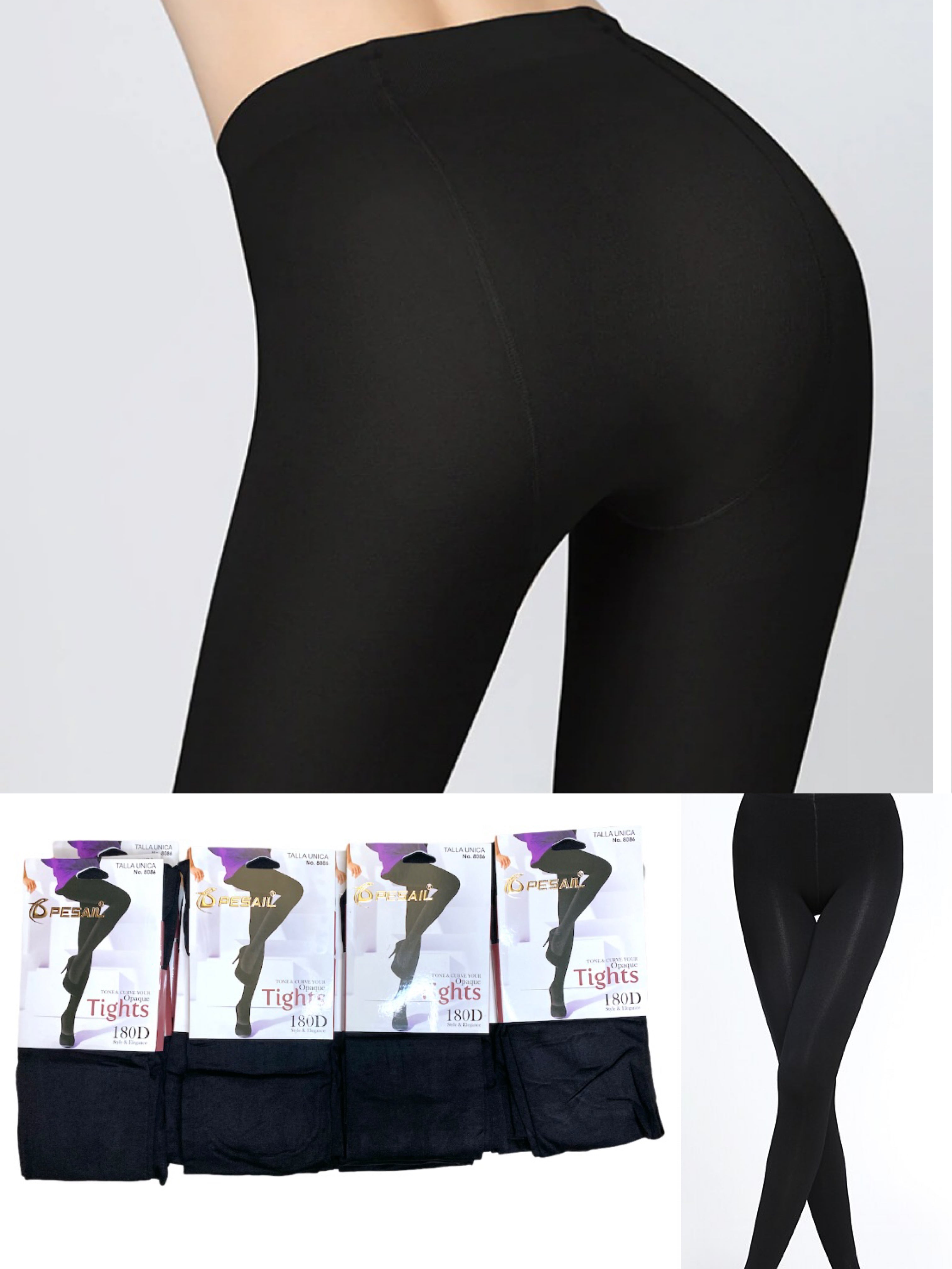 Collants noir opaque 180 deniers (x12)