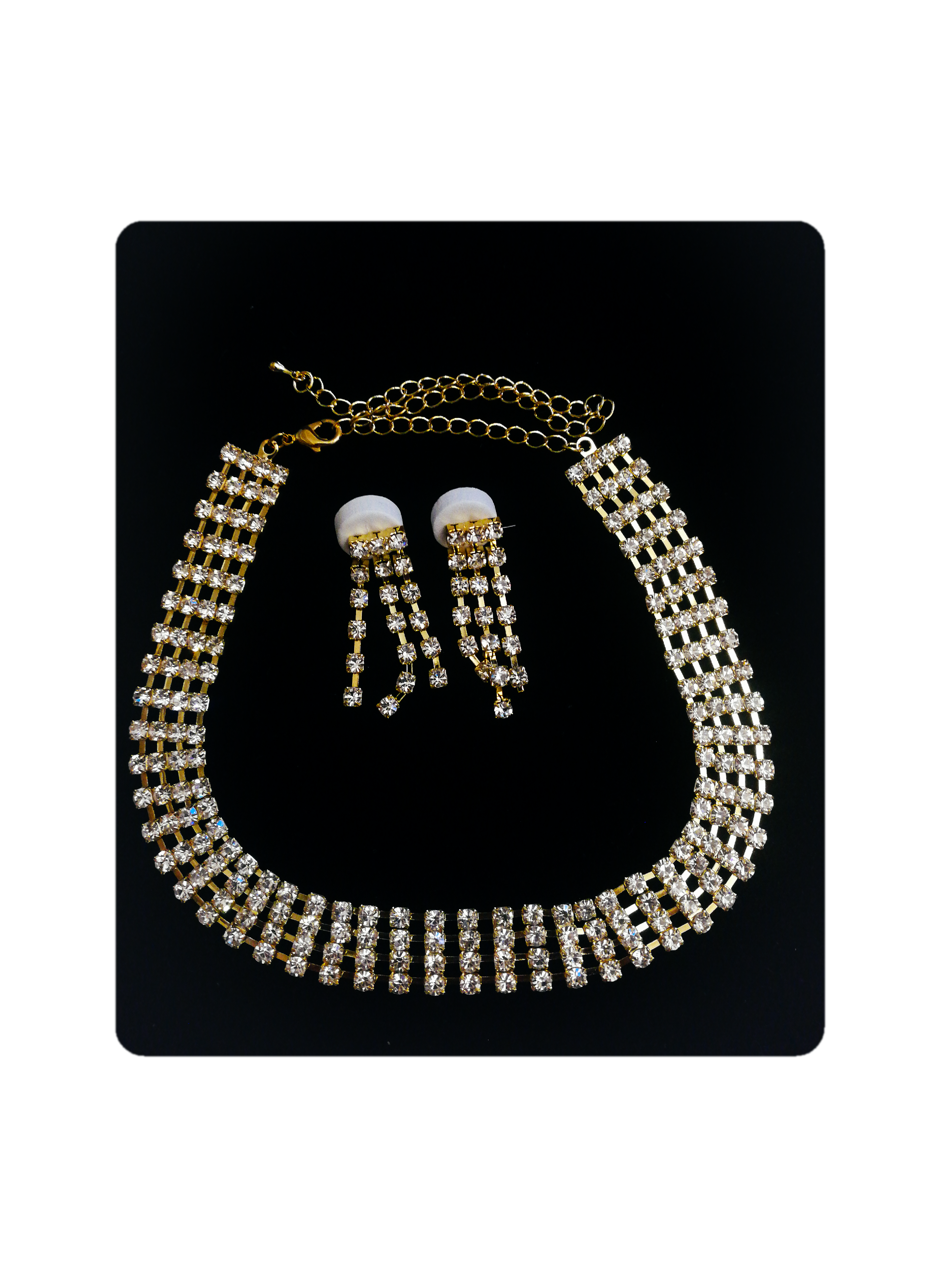 MARIAGE - LOT DE 3 - Parure Collier Boucles d'oreilles tour de cou doré 4,90€/unité | Grossiste-pro