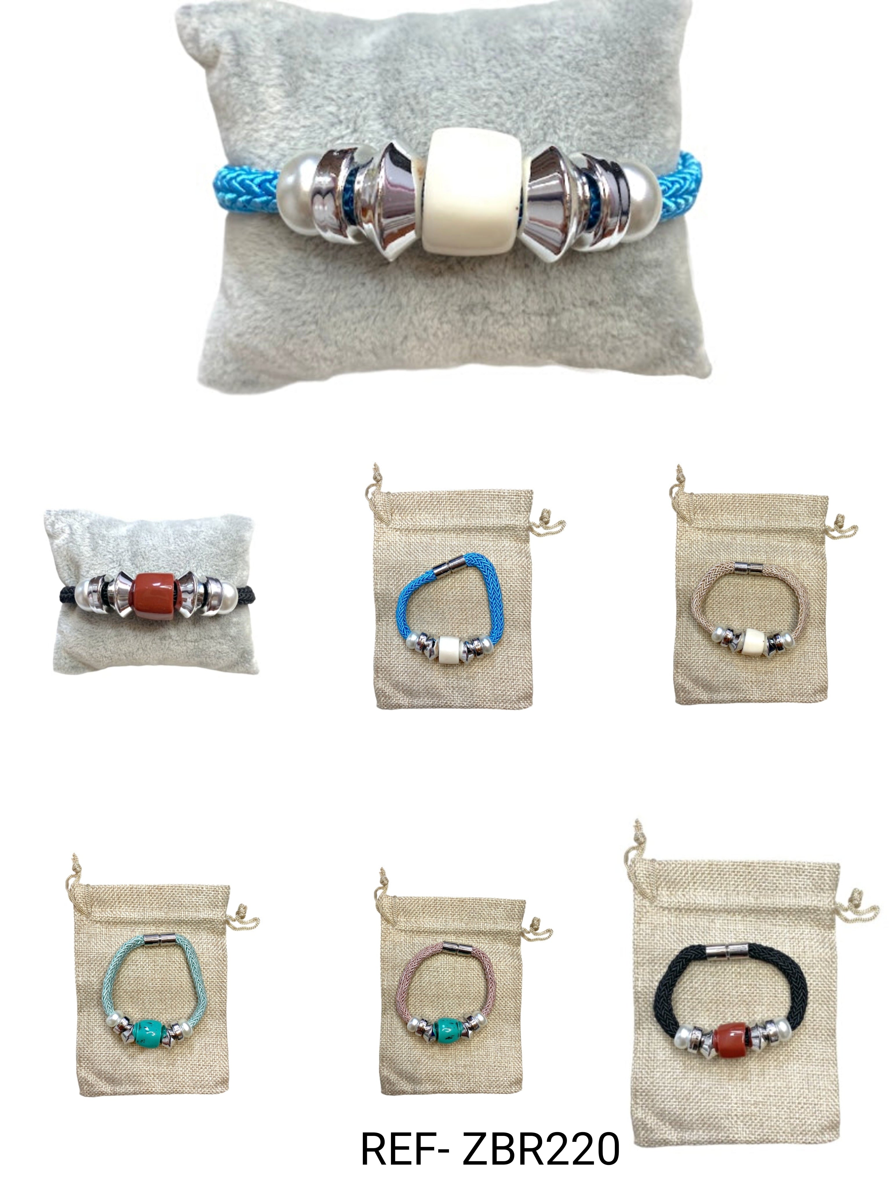 Bracelet fantaisie tresse perle couleurs au choix #ZBR220(x12)
